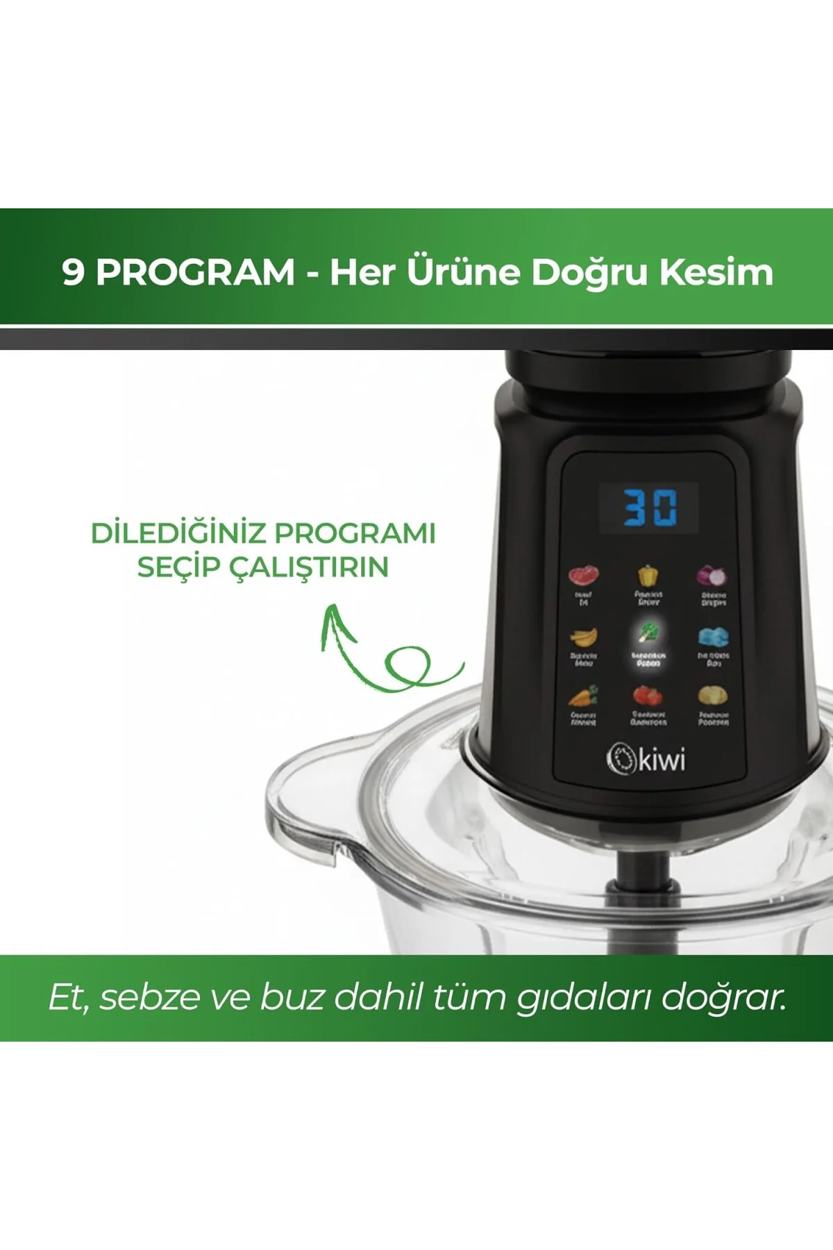 KC-8250 Gıda Doğrayıcı & Öğütücü – 500W Güçlü Motor, Titanyum Bıç