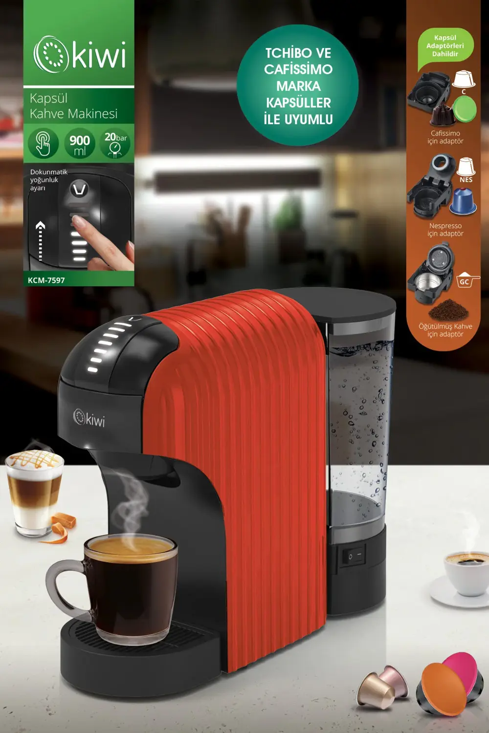 Kcm-7597 Multikapsül Kahve Makinesi Kırmızı Nespresso / Tchibo /