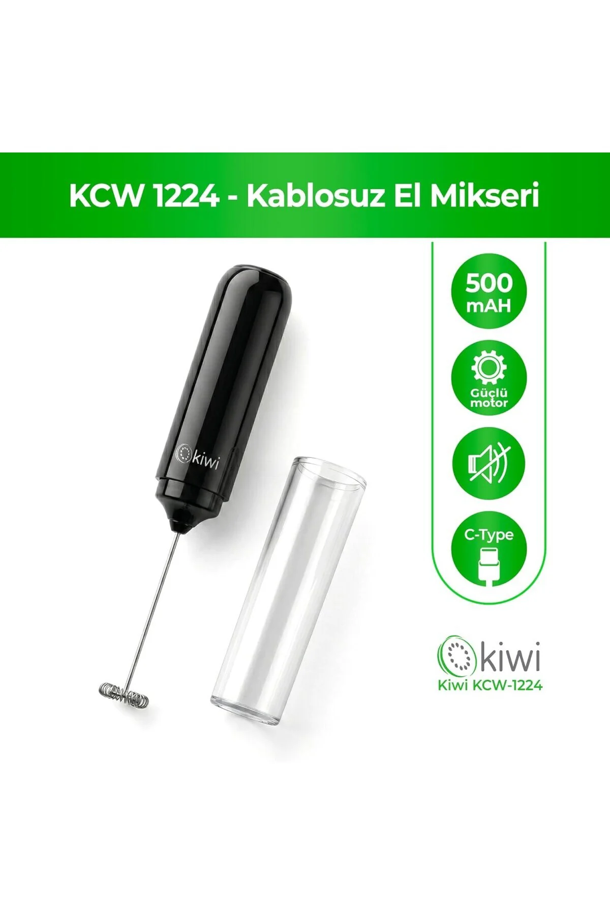 KCW-1224 Şarjlı Kablosuz Mini Mikser – Tek Bardaklık Ayran, Kahve