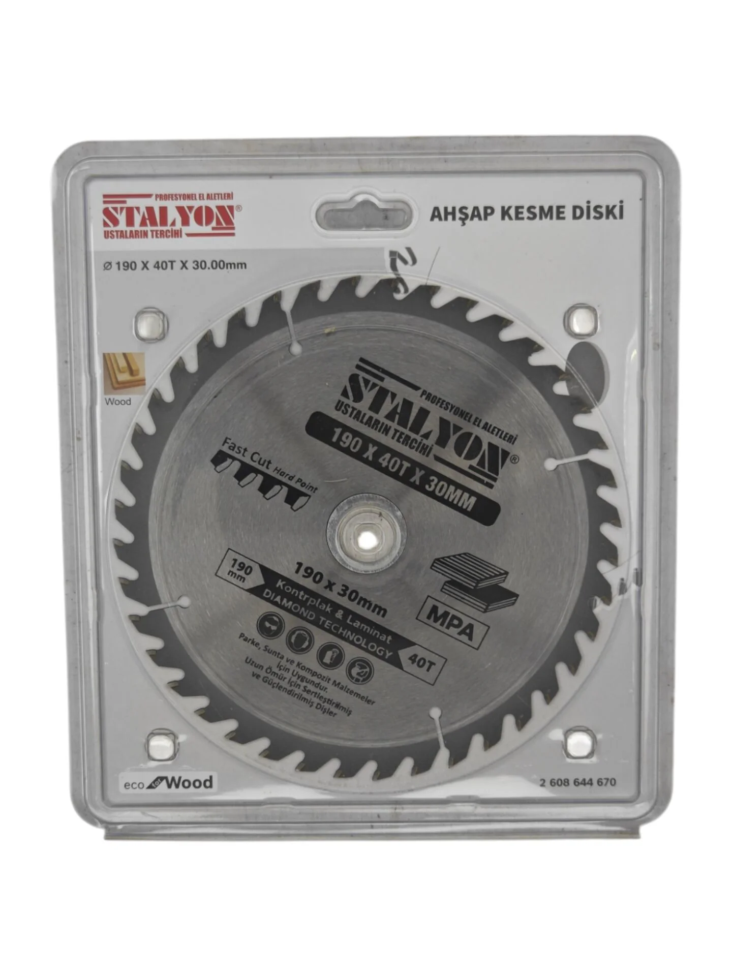 KD005   Stalyon Elmaslı Ahşap Kesme Diski 190*40T*30mm