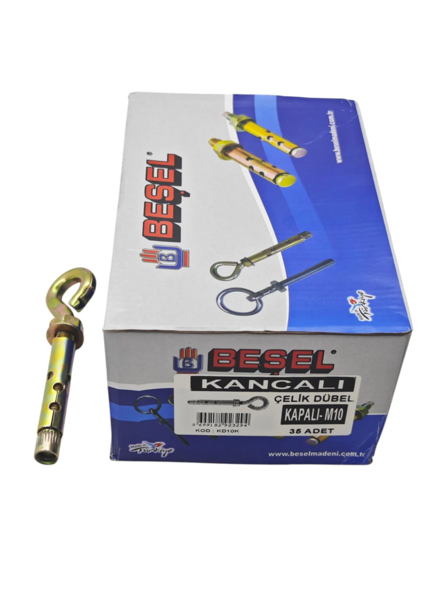 KD10K   Beşel Kancalı Çelik Dübel M10 120mm - Kapalı