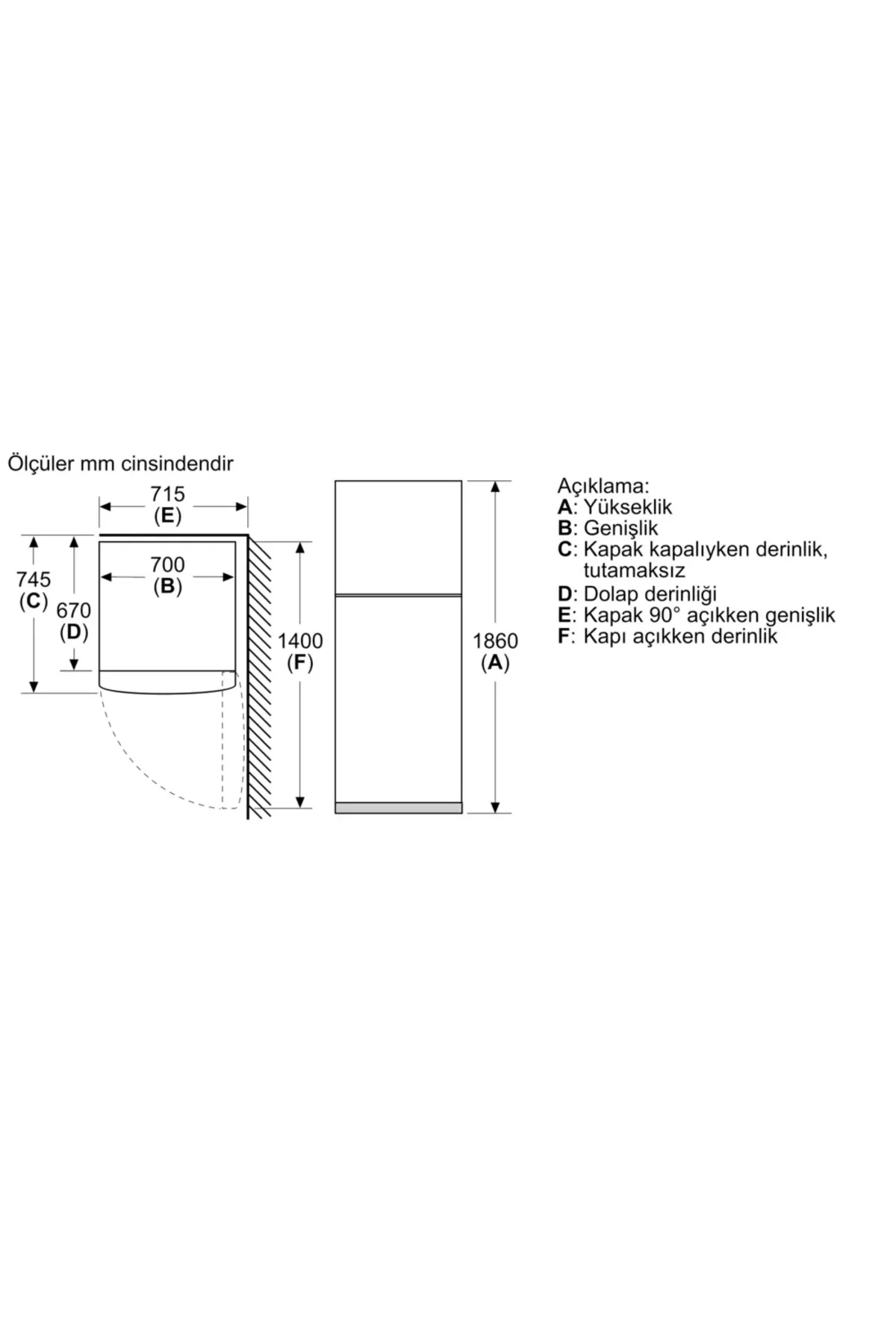 KDN55NWE0N Çift Kapılı No Frost Beyaz Buzdolabı