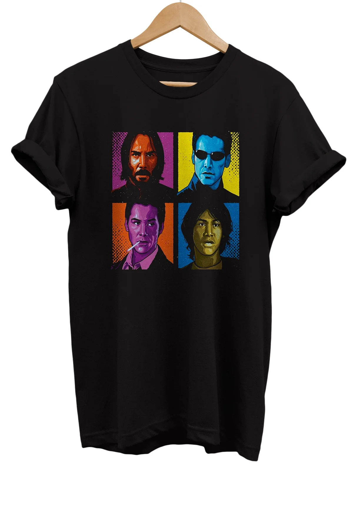 Keanu Reeves Film Karakterleri Baskılı %100 Pamuk Basic T-shirt Normal Beden Tişört