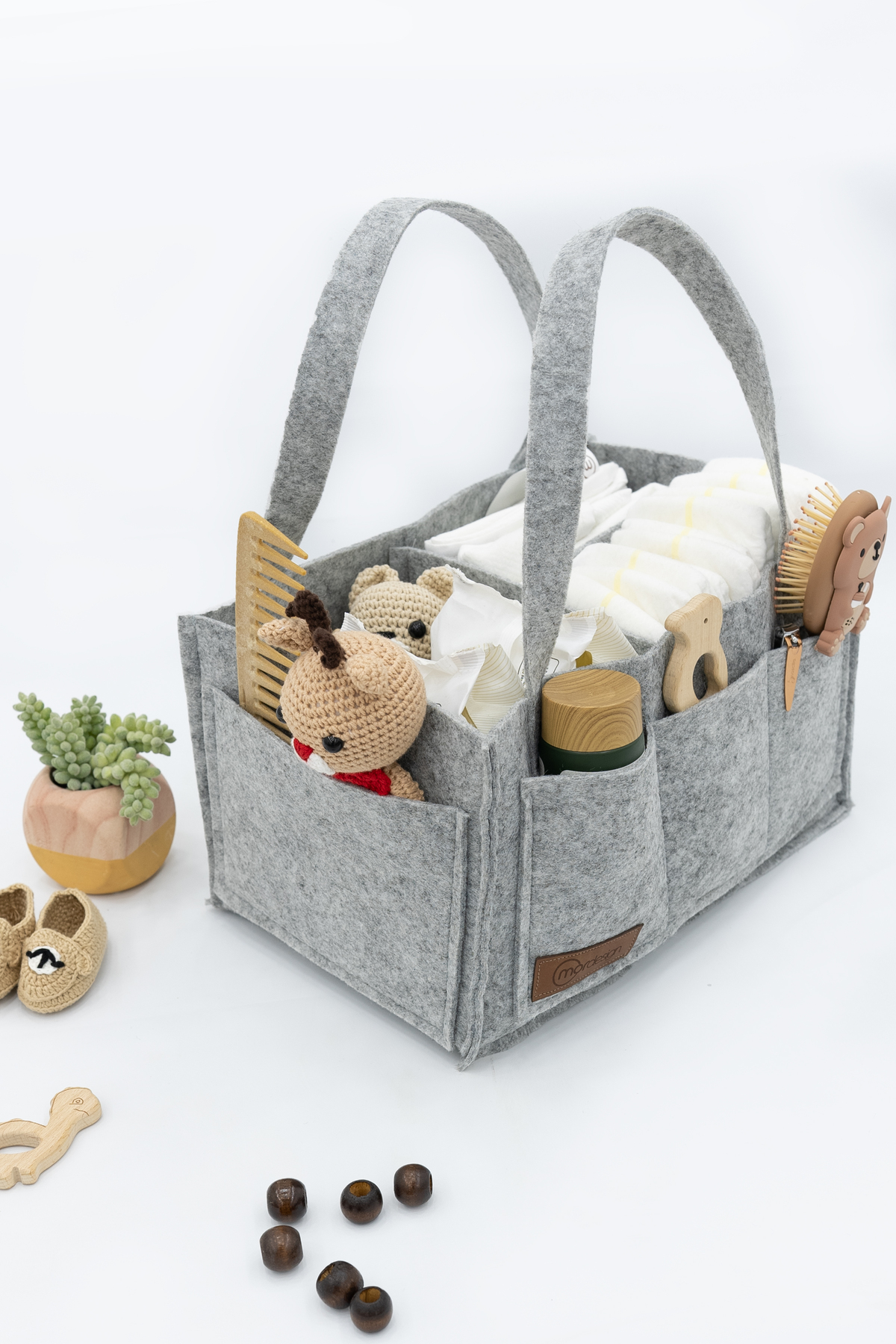 Mordesign Keçe Anne Bebek Bakım Çantası Yenidoğan Alt Açma Değiştirme İçin