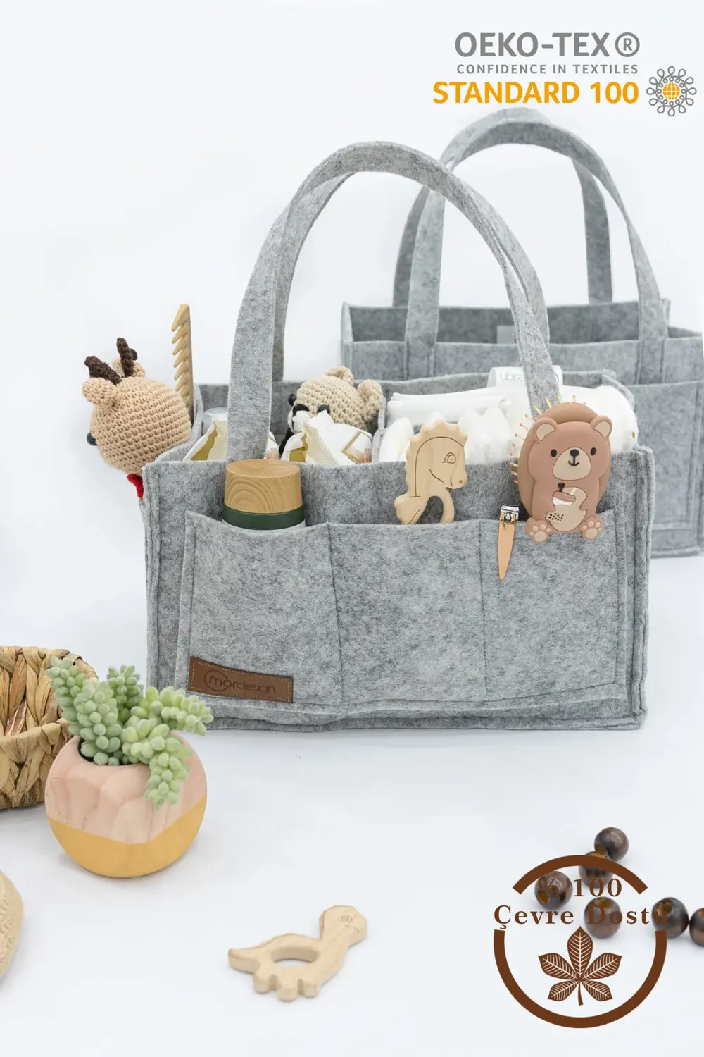 Mordesign Keçe Anne Bebek Bakım Çantası Yenidoğan Alt Açma Değiştirme İçin