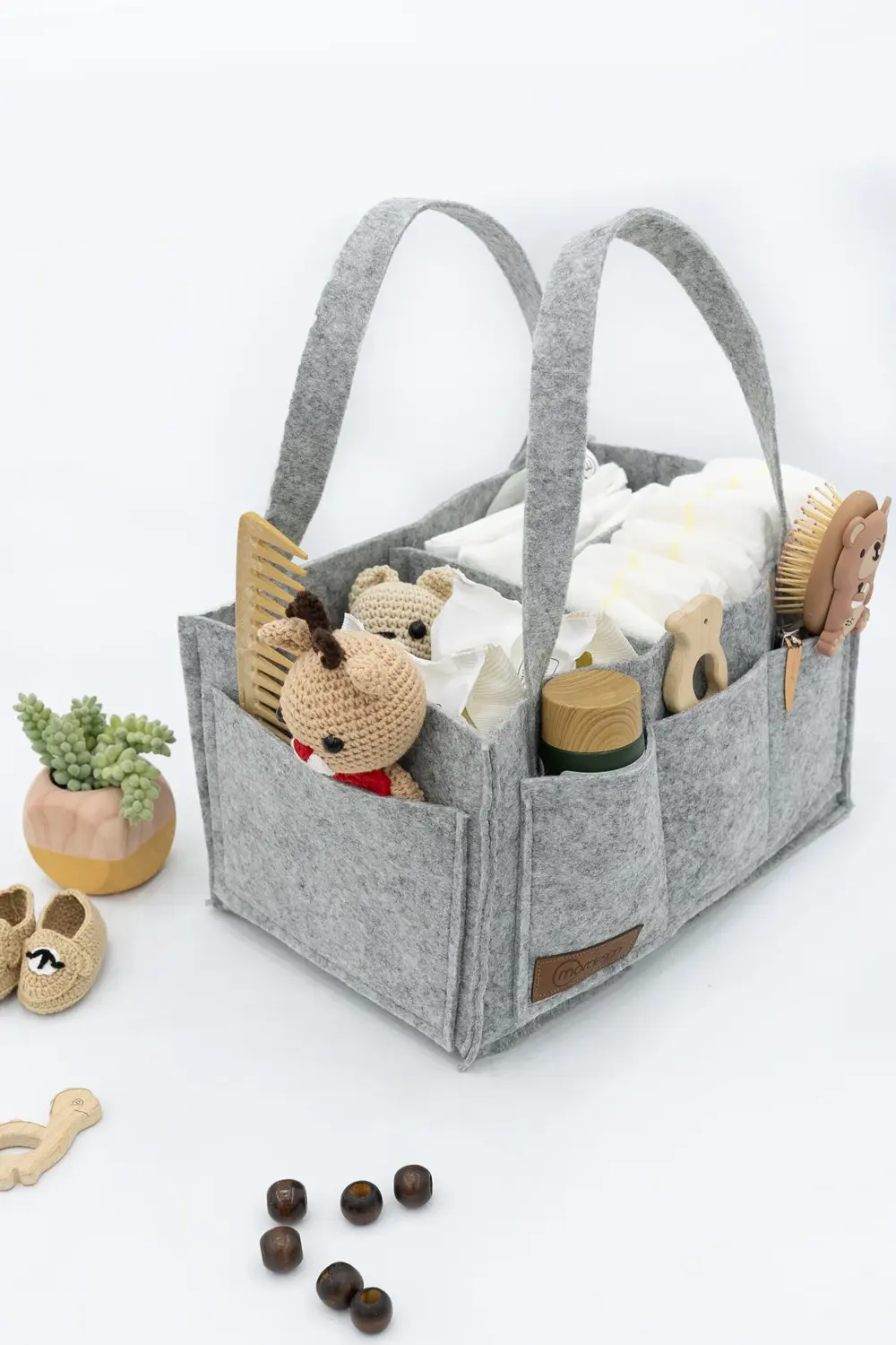 Mordesign Keçe Anne Bebek Bakım Çantası Yenidoğan Alt Açma Değiştirme İçin