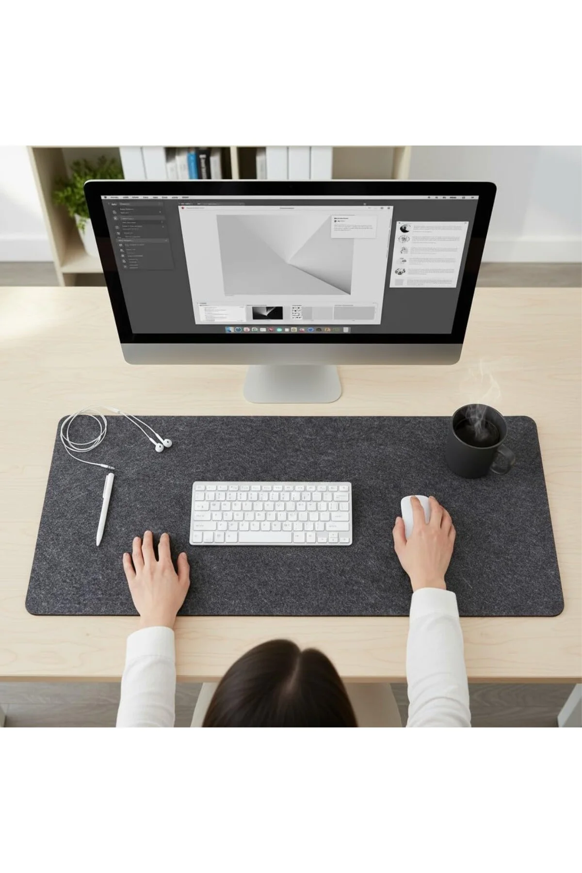 Keçe Bilgisayar Mouse Pedi 100x44 cm Antrasit Renk Çalışma Masası