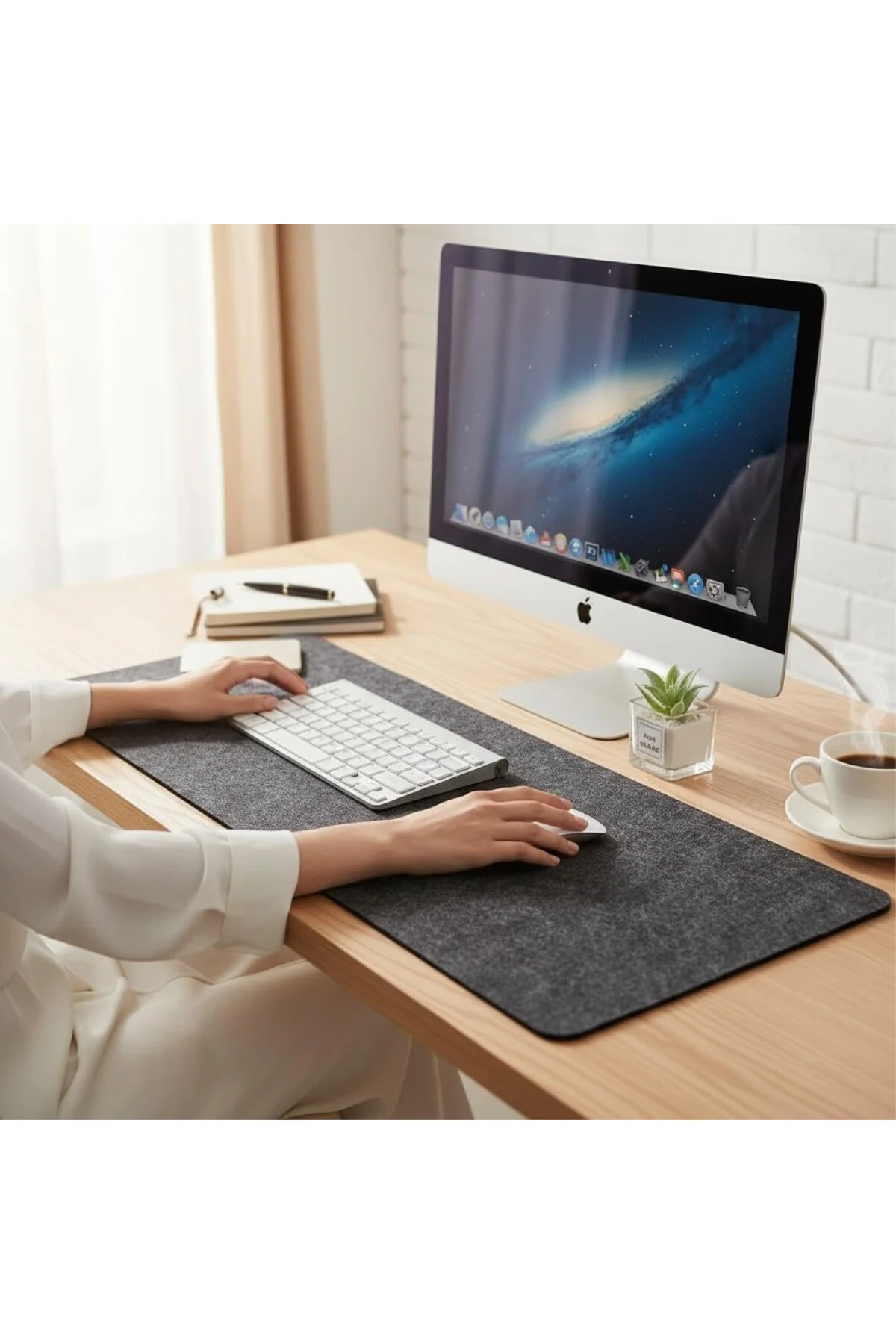 Keçe Bilgisayar Mouse Pedi 100x44 cm Antrasit Renk Çalışma Masası