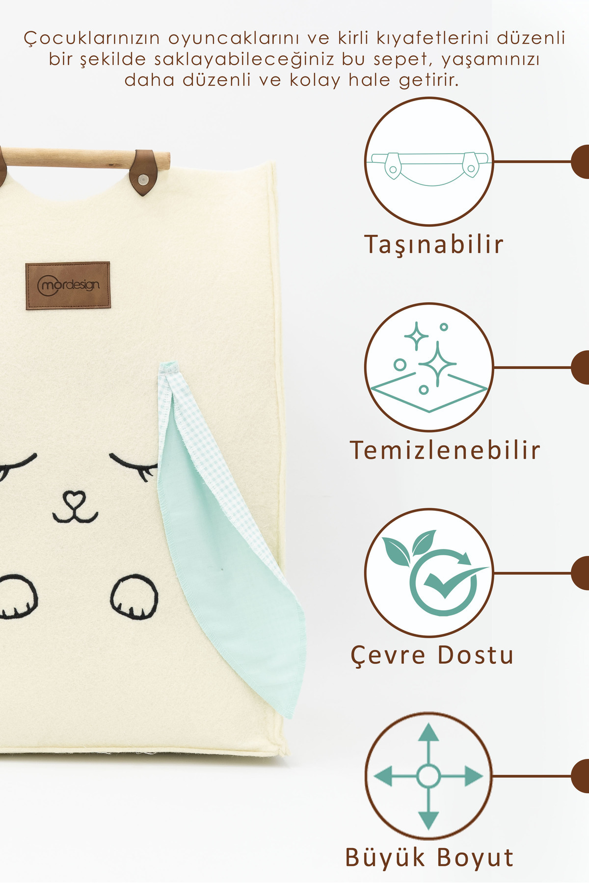 Keçe Çocuk Oyuncak/Kirli Çamaşır Depolama Sepeti, Çok Amaçlı Sakl