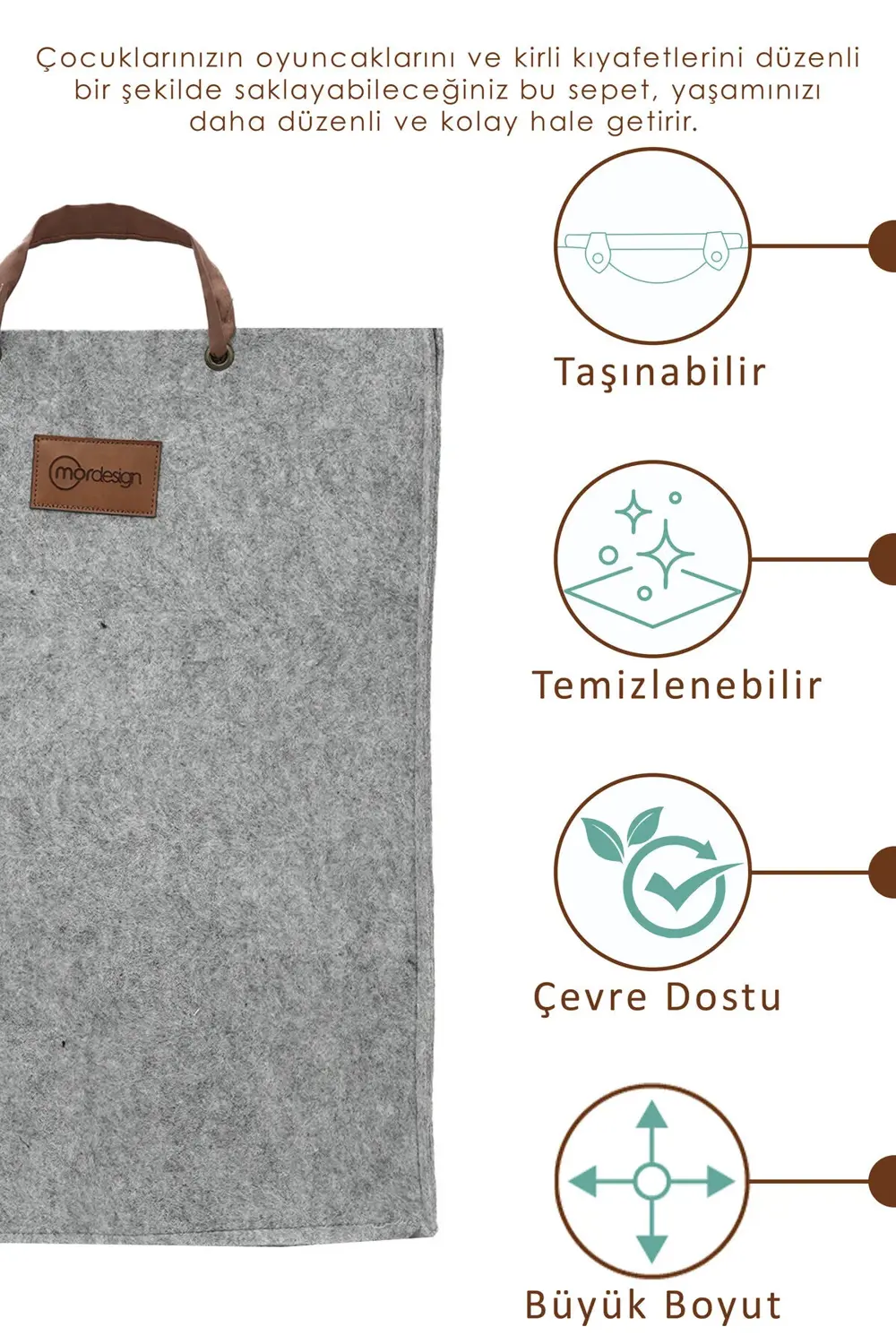 Keçe Çocuk Oyuncak/Kirli Çamaşır Depolama Sepeti, Çok Amaçlı Sakl