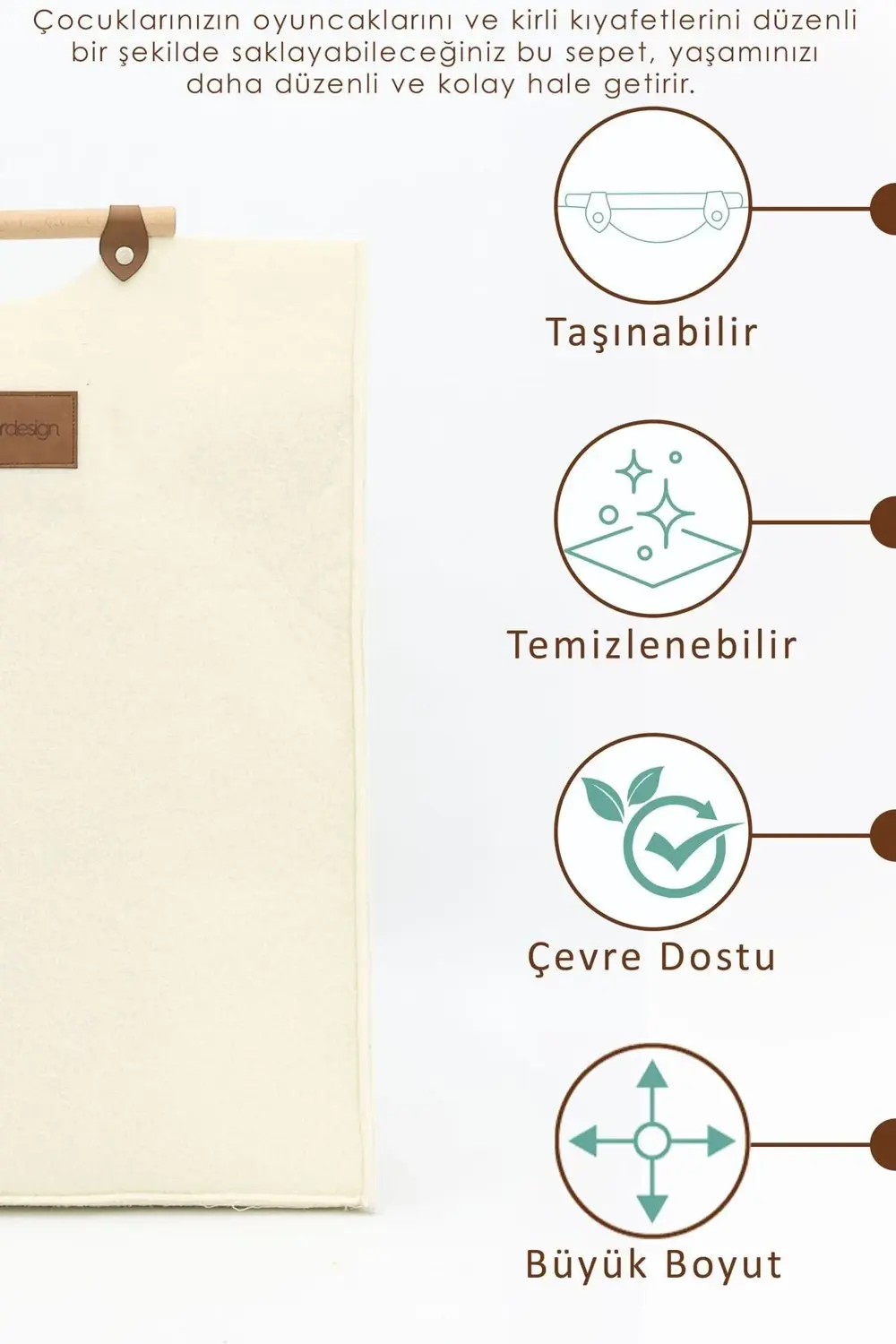 Keçe Çocuk Oyuncak/Kirli Çamaşır Depolama Sepeti, Çok Amaçlı Sakl