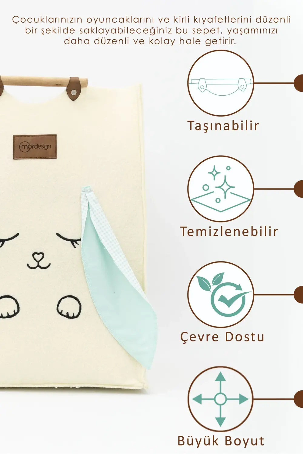 Keçe Çocuk Oyuncak/Kirli Çamaşır Depolama Sepeti, Çok Amaçlı Sakl