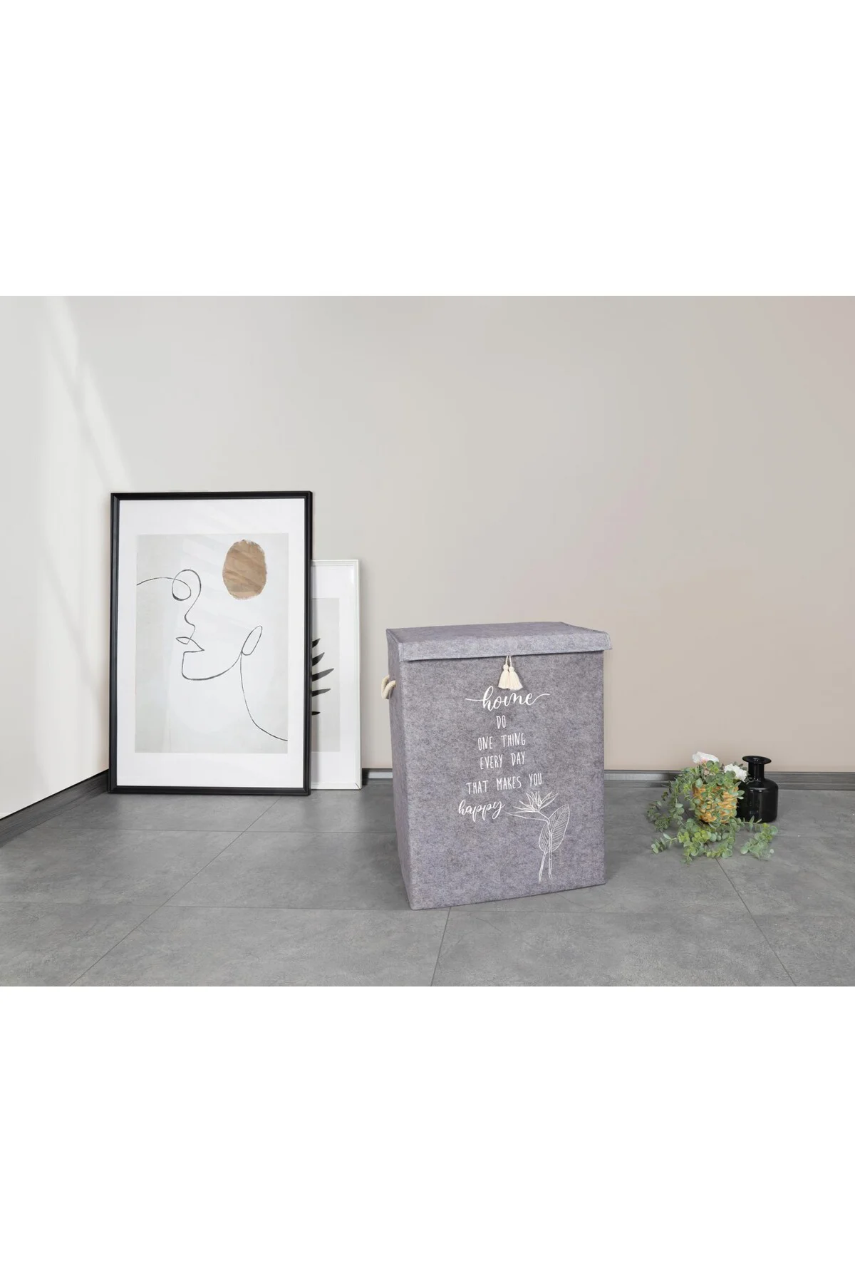 Keçe Kapaklı Çok Amaçlı Mega Kutu Gri 55x41x30 Cm