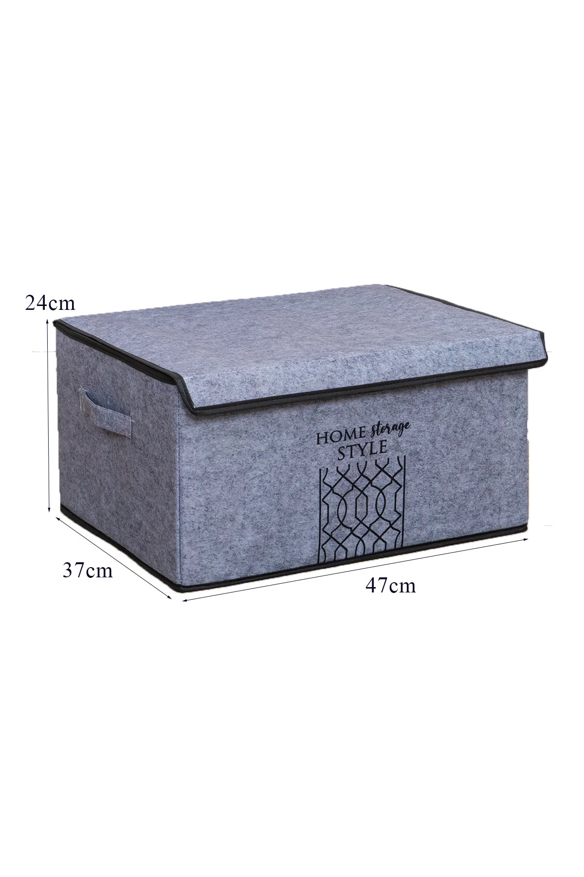 Keçe Kapaklı Çok Amaçlı Maxi Kutu Gri 47x37x24 Cm