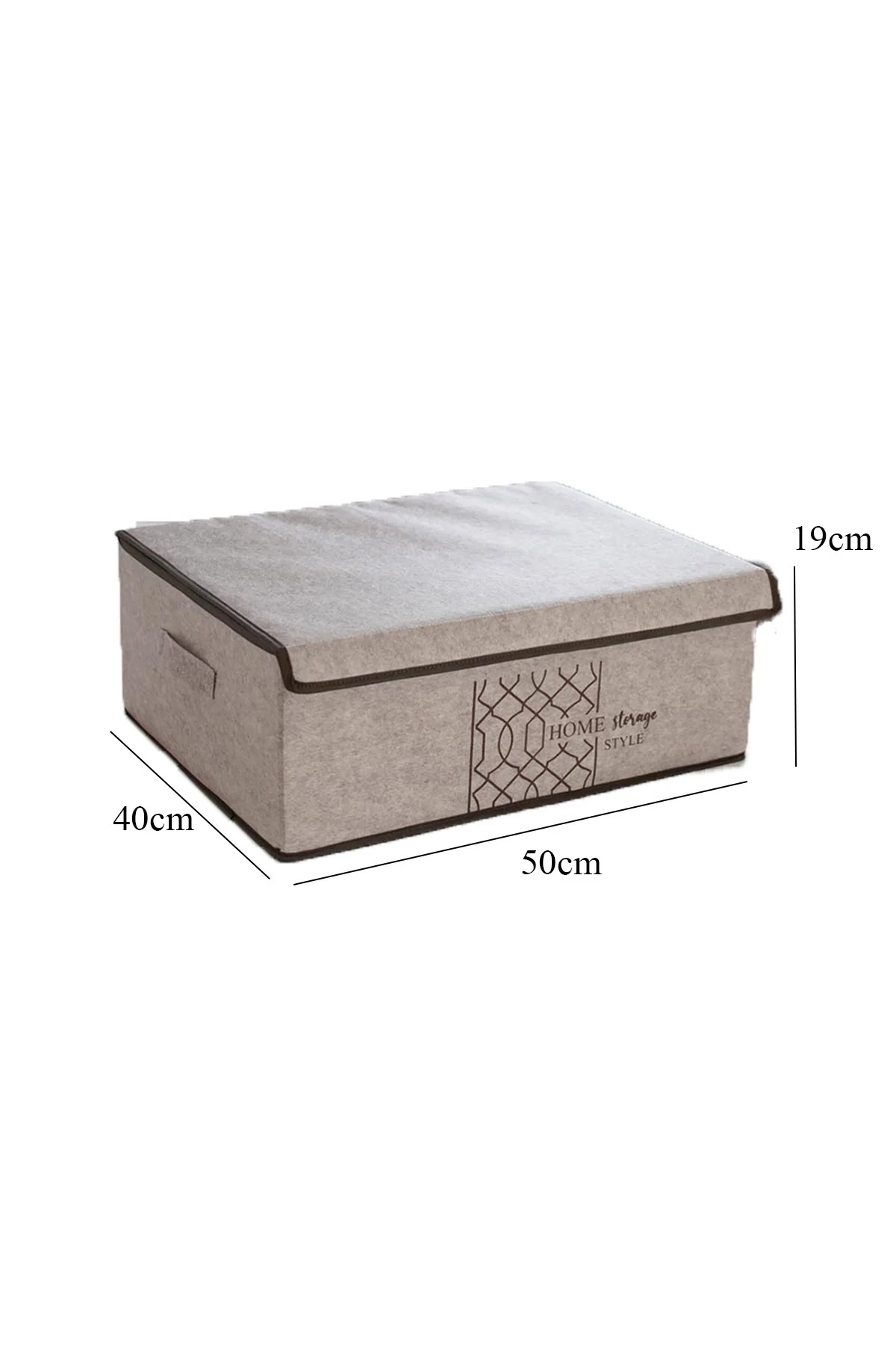 Keçe Kapaklı Çok Amaçlı Baza Kutu Bej 50x40x19cm