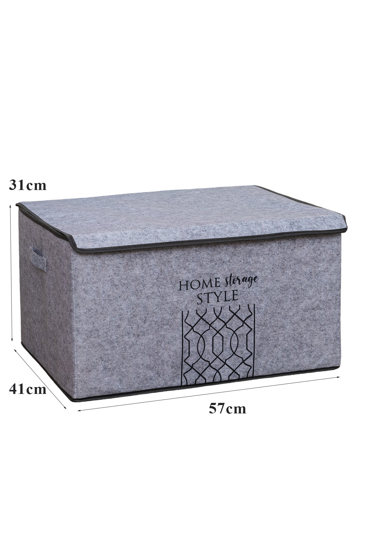 Pazar Kapısı Keçe Kapaklı Çok Amaçlı Mega Plus Kutu Gri 57X41x31 Cm