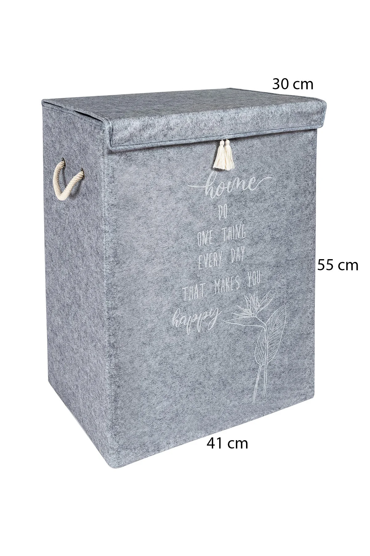 Keçe Kapaklı Çok Amaçlı Mega Kutu Gri 55x41x30 Cm