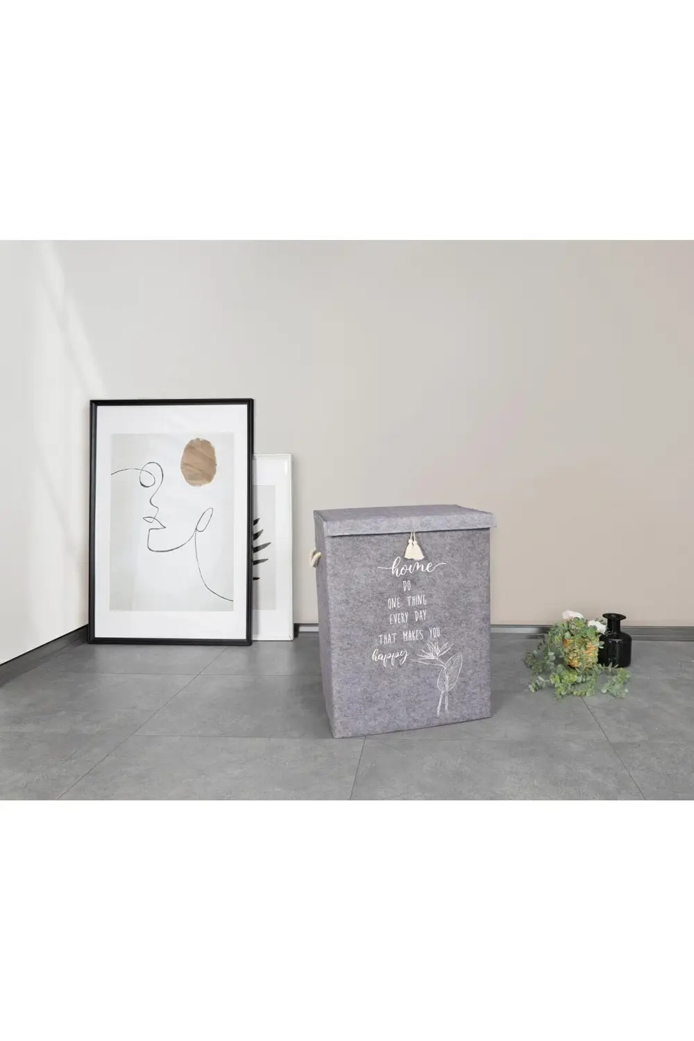 Keçe Kapaklı Çok Amaçlı Mega Kutu Gri 55x41x30 Cm