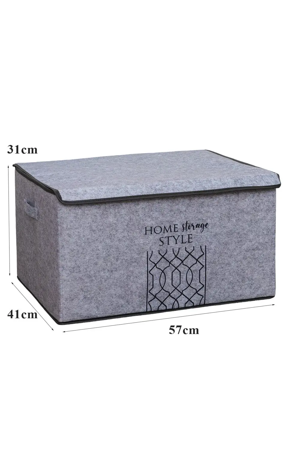 Keçe Kapaklı Çok Amaçlı Mega Plus Kutu Gri 57x41x31 Cm