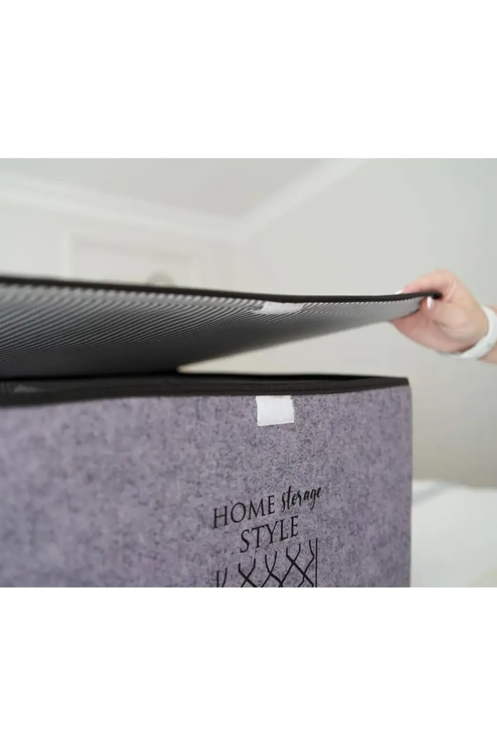 Keçe Kapaklı Çok Amaçlı Mega Plus Kutu Gri 57x41x31 Cm