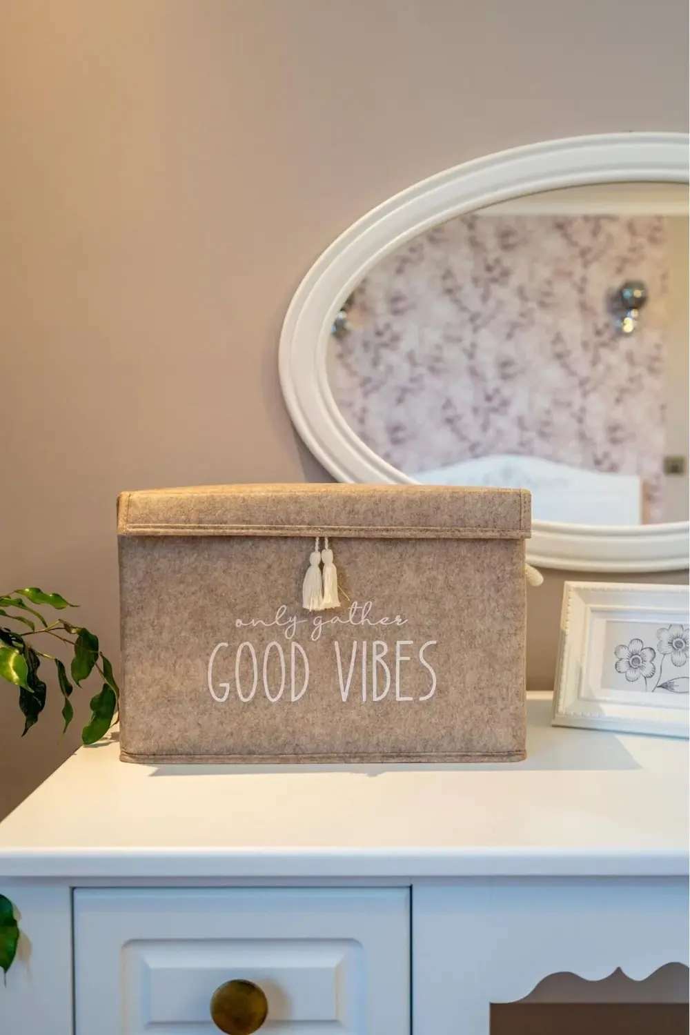 Keçe Kapaklı Çok Amaçlı Mini Kutu Bej Saklama Kutusu 35x24x24 Cm