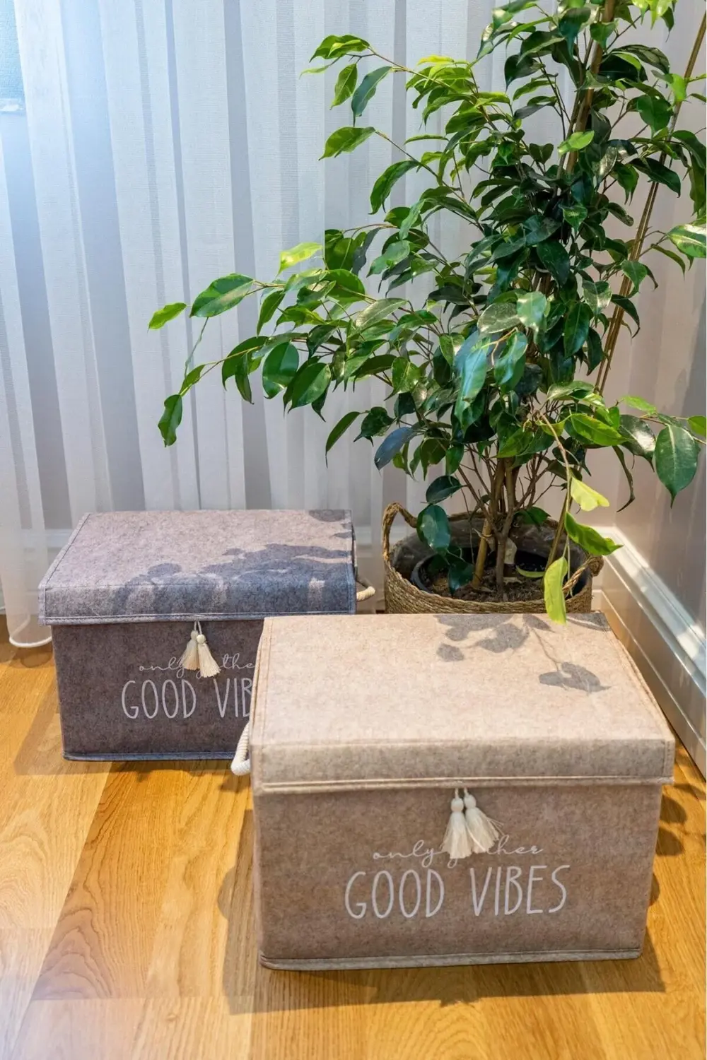 Keçe Kapaklı Çok Amaçlı Mini Kutu Bej Saklama Kutusu 35x24x24 Cm