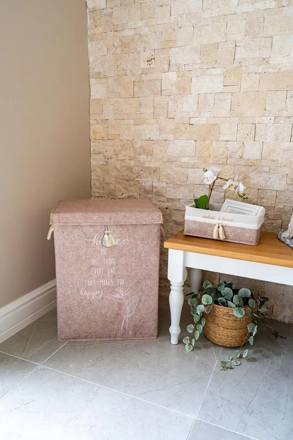 Keçe Kapaklı Kirli Çamaşır Sepeti - Çok Amaçlı Saklama Kutusu 55x