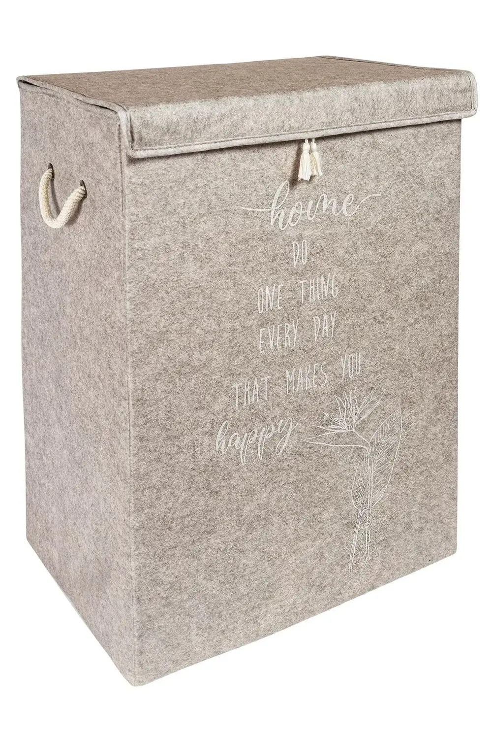 Keçe Kapaklı Kirli Çamaşır Sepeti - Çok Amaçlı Saklama Kutusu 55x