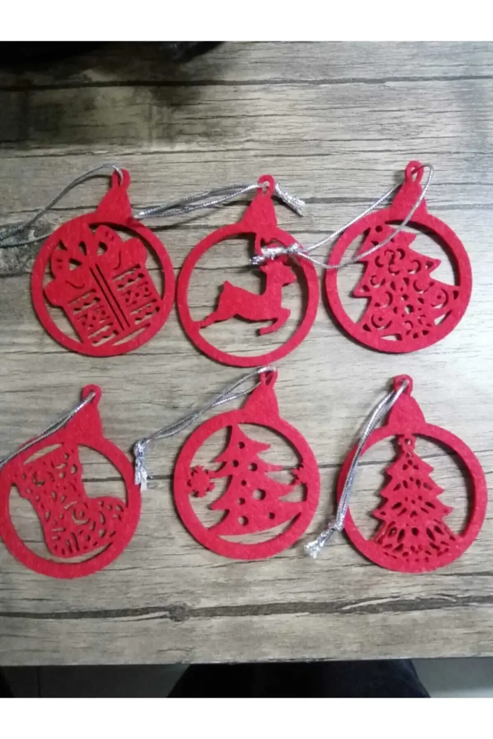 Keçe Yılbaşı Ağacı Süsü 6'lı 3mm 7,5x7,5