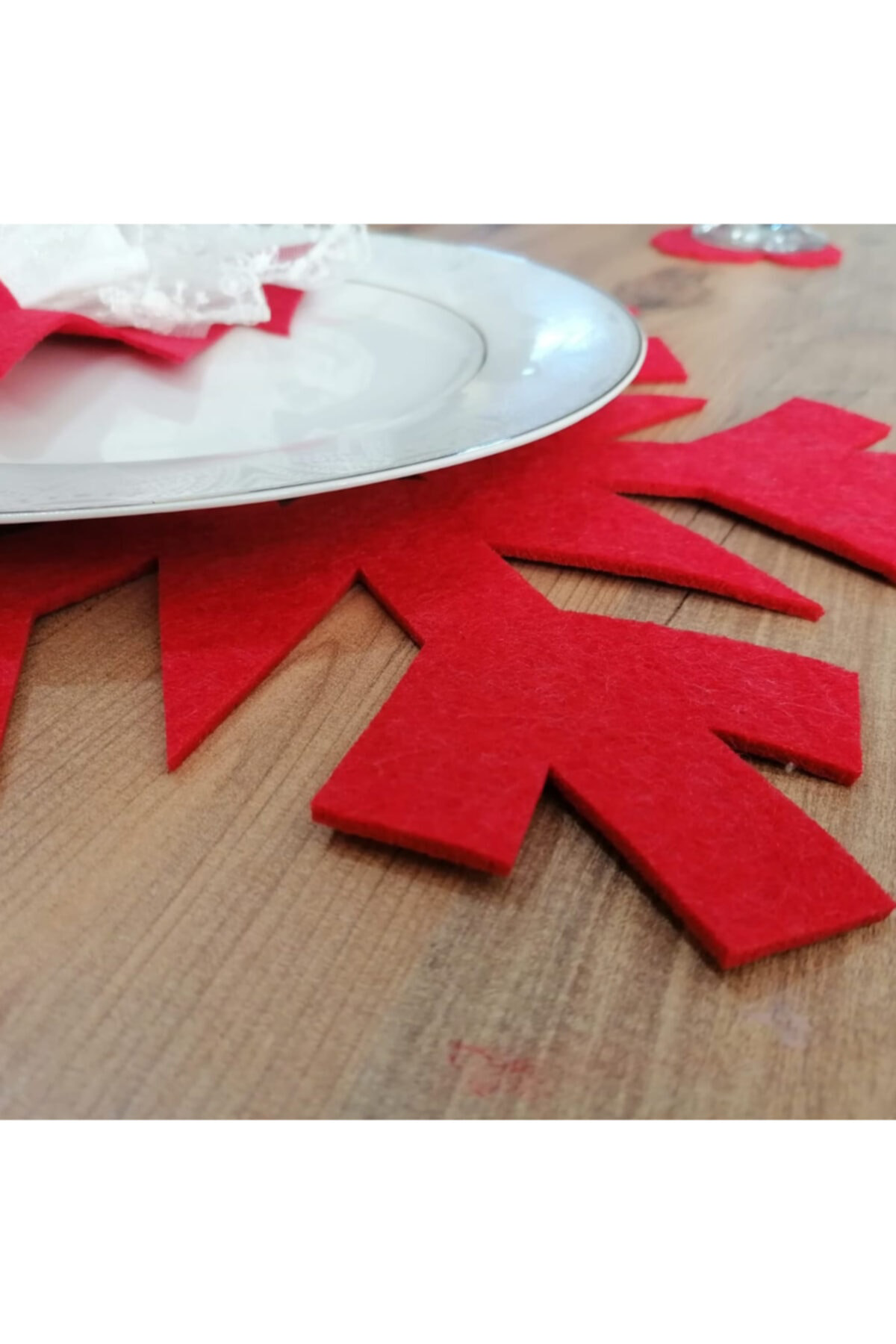 Leylaser Keçe Yilbaşi Temali Amerikan Servisi 2 Li 35X35 Cm Kirmizi Keçe Y