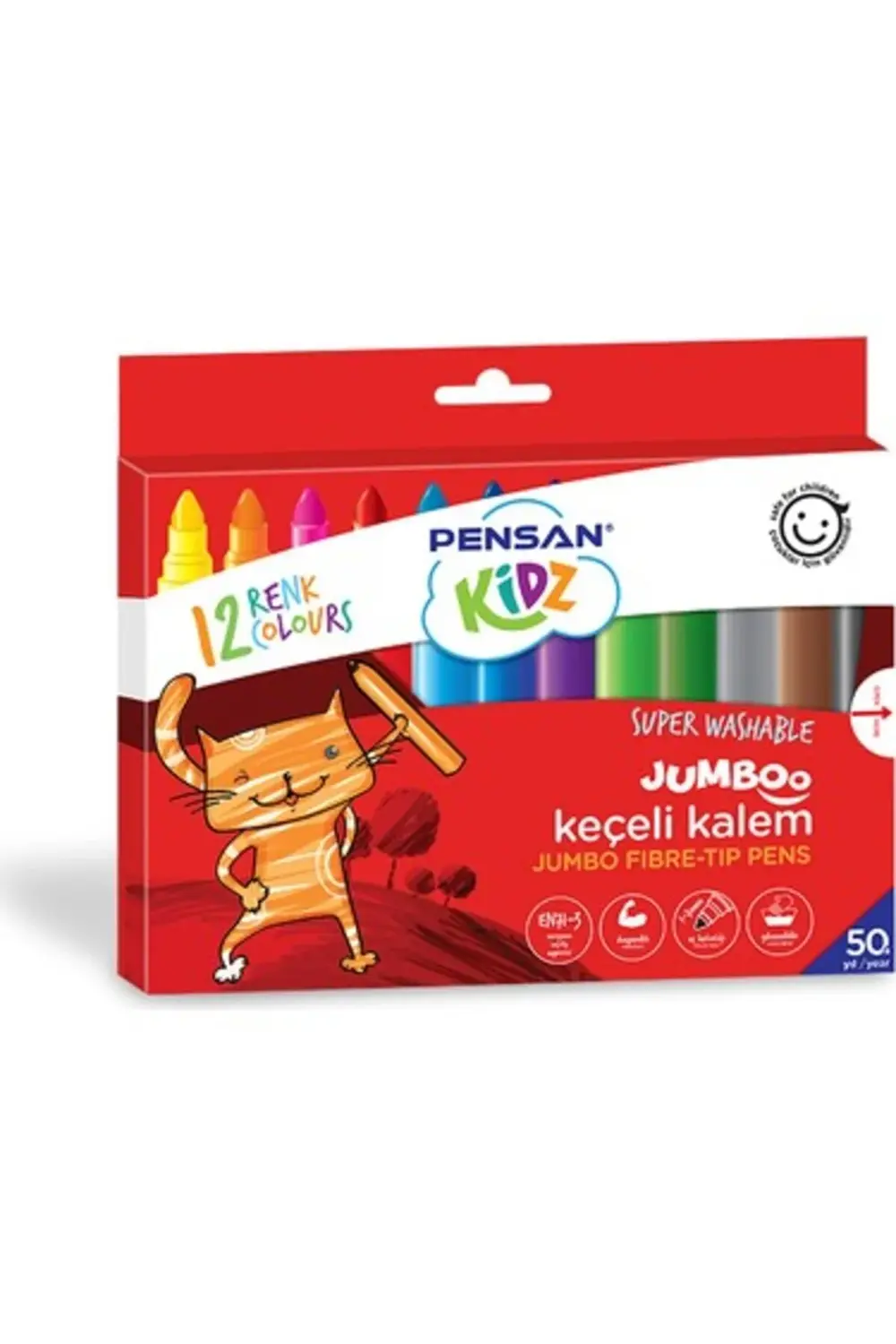 Keçeli Boya Kalemi Kidz Jumbo Yıkanabilir 12 Renk 99040