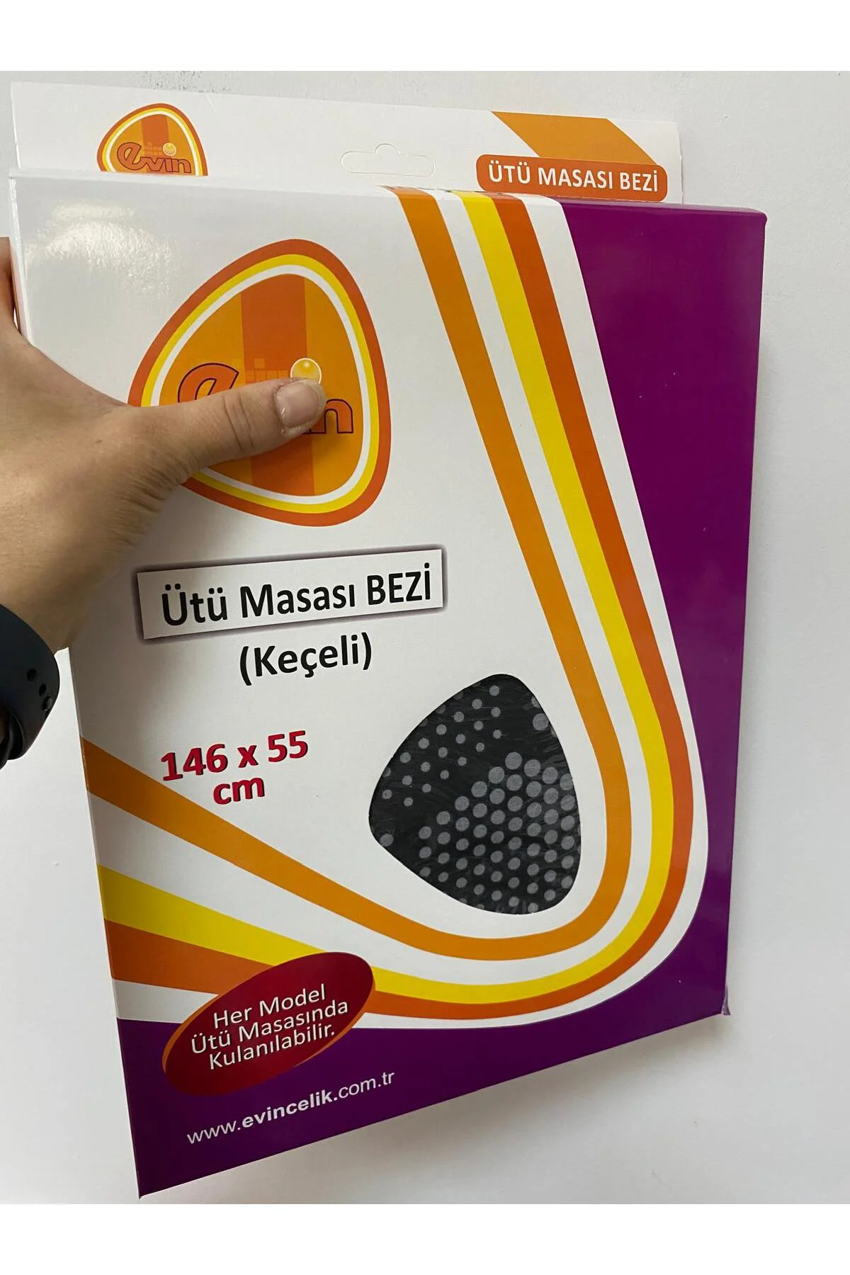 Keçeli Ütü Masası Kılıfı Isıya Dayanıklı %100 Pamuk Kumaş 146x55cm