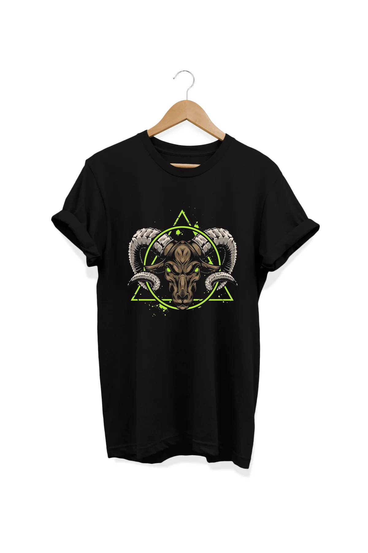 , Keçi Baskılı, %100 Pamuk, Bisiklet Yaka, Oversize T-shirt, Büyü