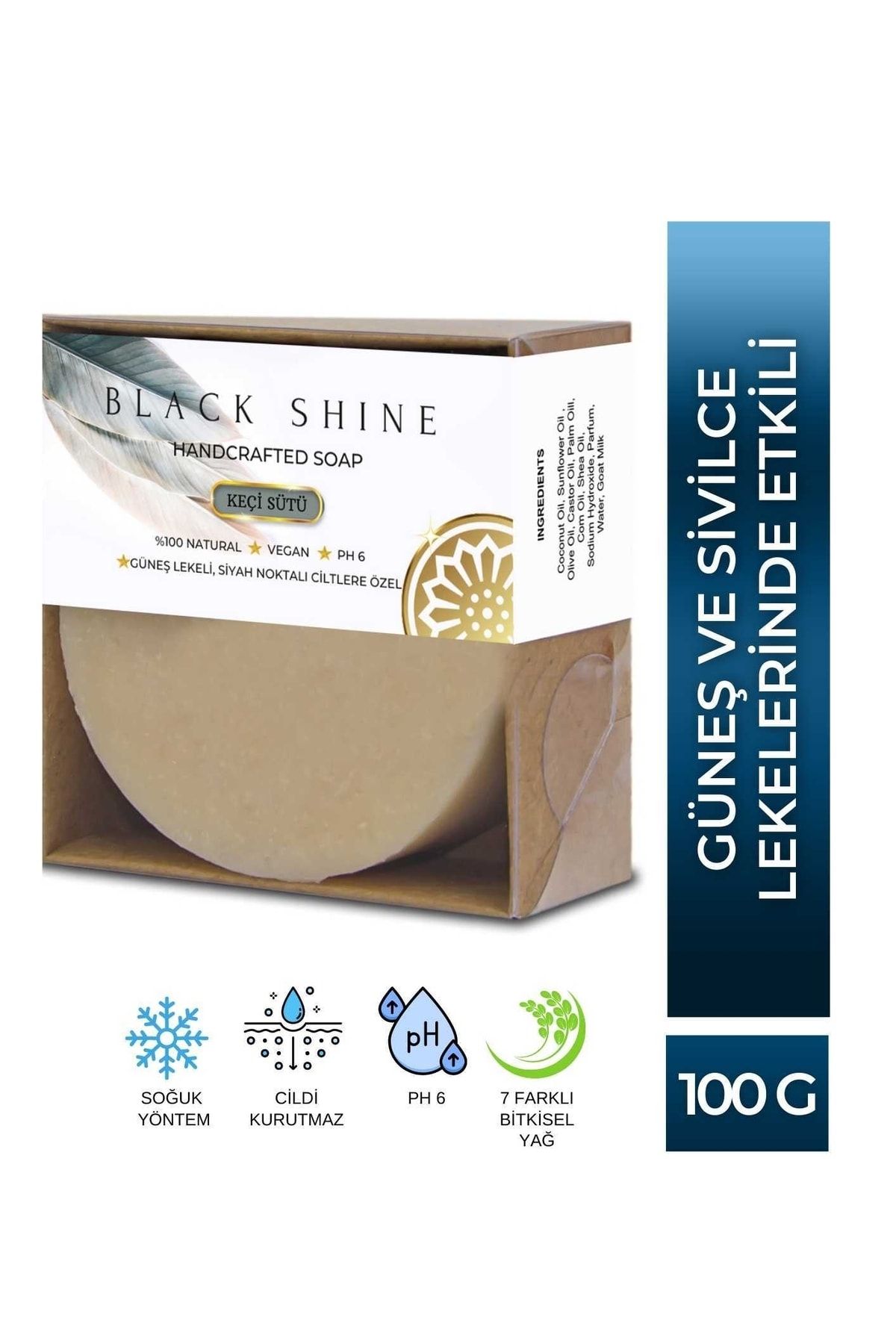 Keçi Sütü Sabunu Güneş Lekeli, Siyah Noktalı Ciltlere Özel, Yoğun Nemlendiricili Doğal 100 Gr X 2