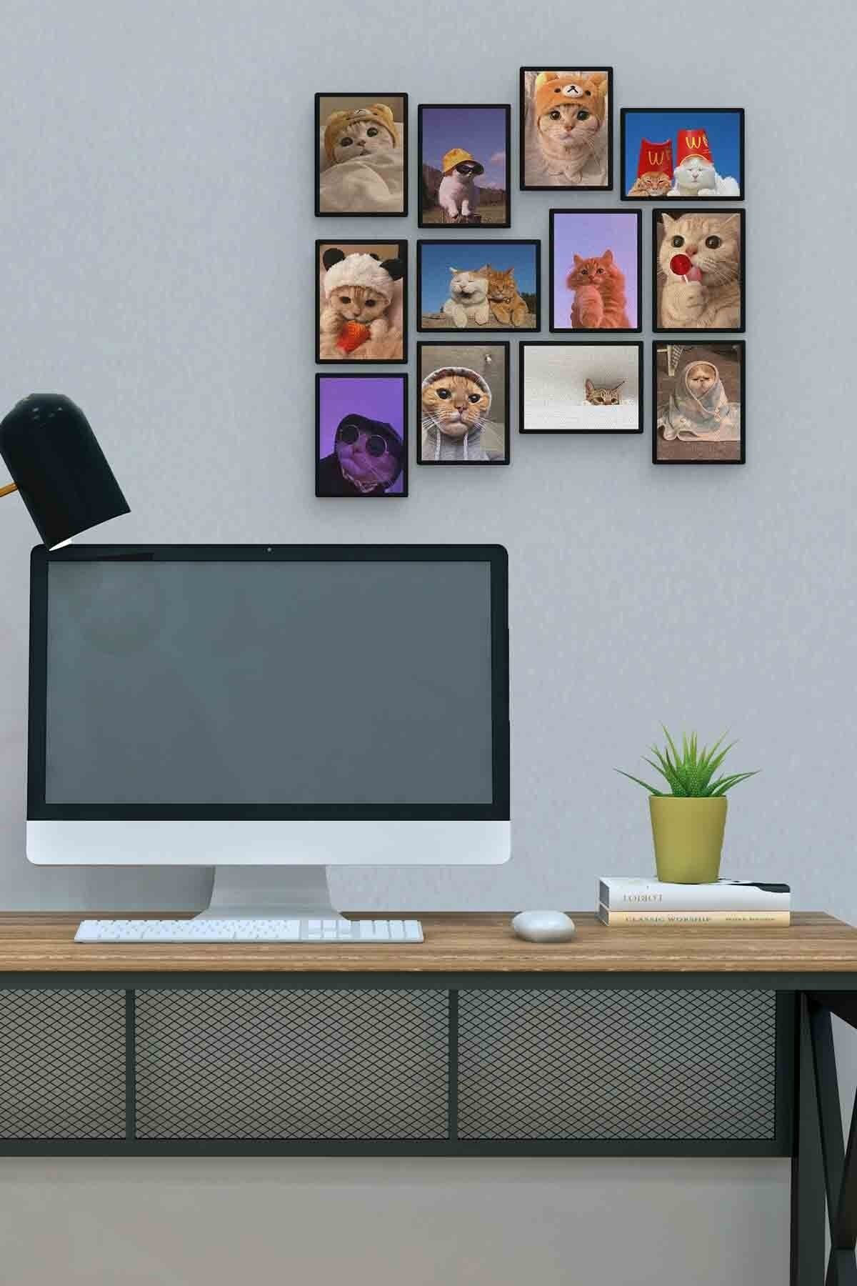 Kedi 12 Parça Mdf (ahşap) Tablo Ofis Boyu 