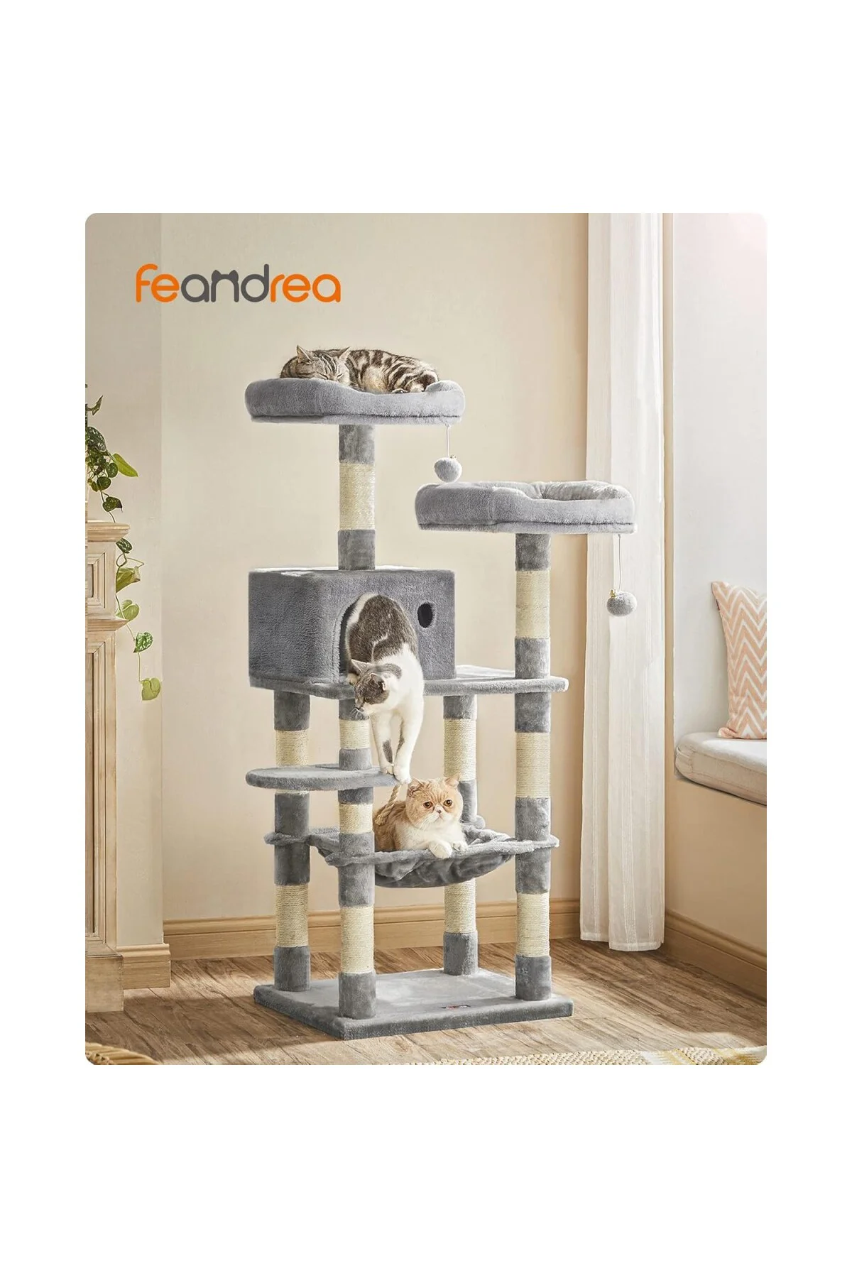 kedi ağacı, 143 cm yüksekliğinde, kedi ağacı, 11 tırmalama direği