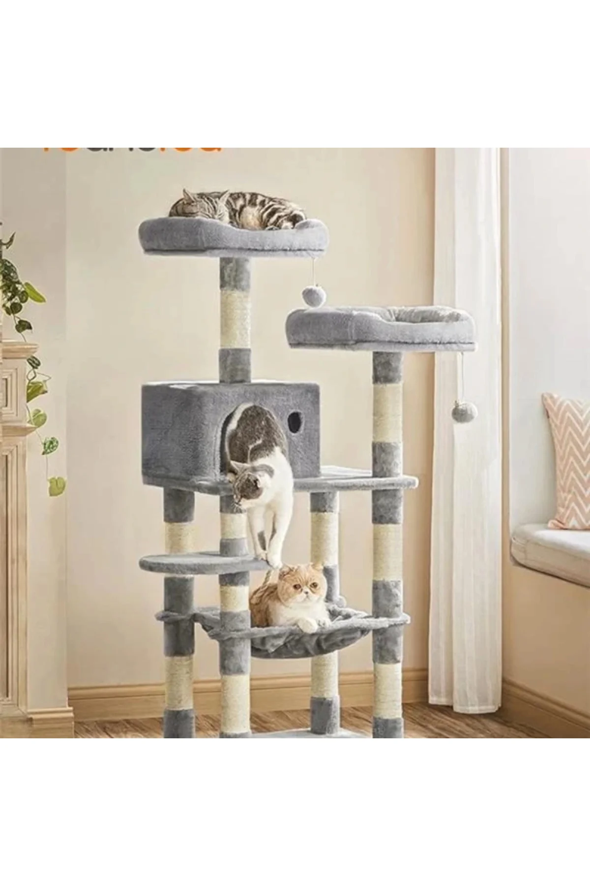 kedi ağacı, 143 cm yüksekliğinde, kedi ağacı, 11 tırmalama direği