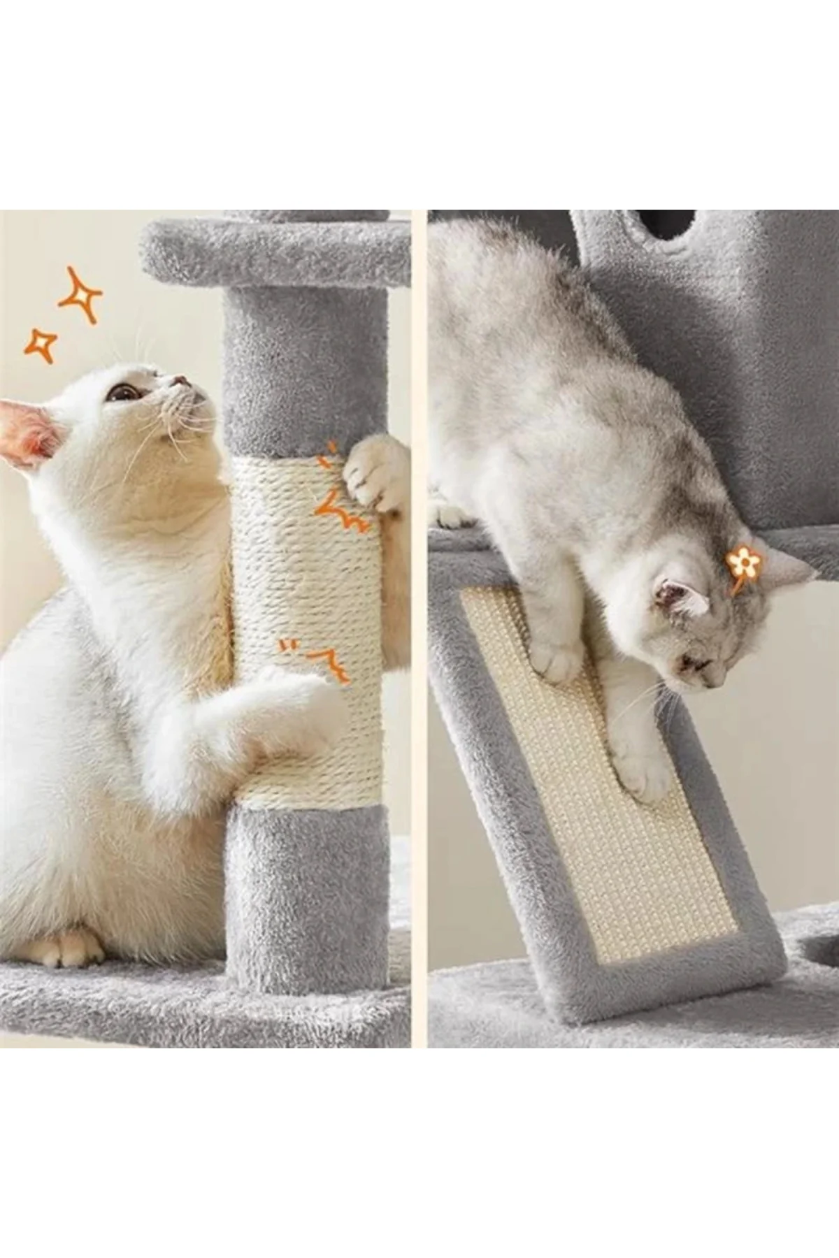 Kedi Ağacı, Büyük, 206 cm Yüksekliğinde, XXL , 13 Tırmalama Sütunu, 2 Platform, 2 Mağara
