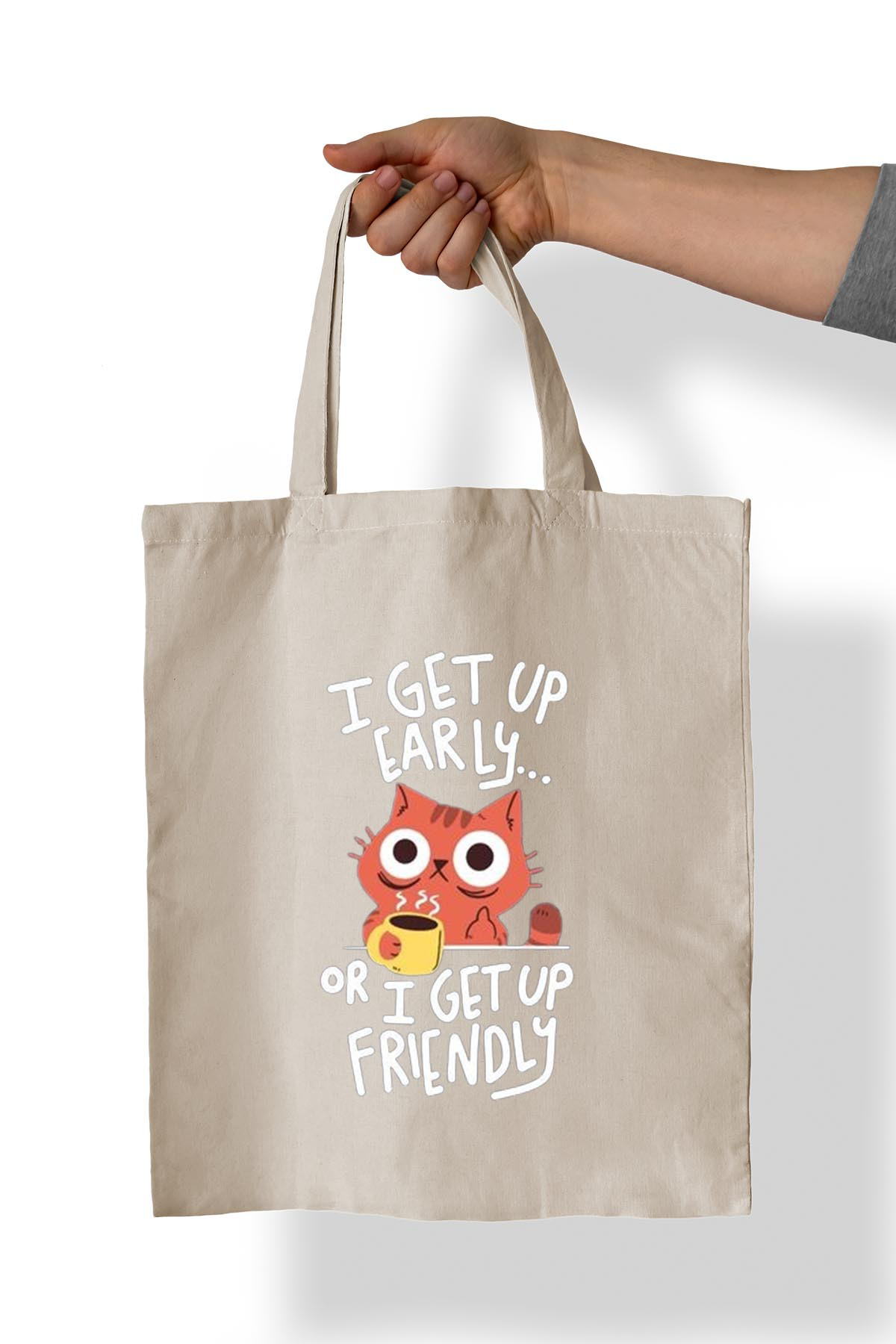 Remonz Kedi Baskili %100 Pamuk 35X38 Cm Bez Çanta