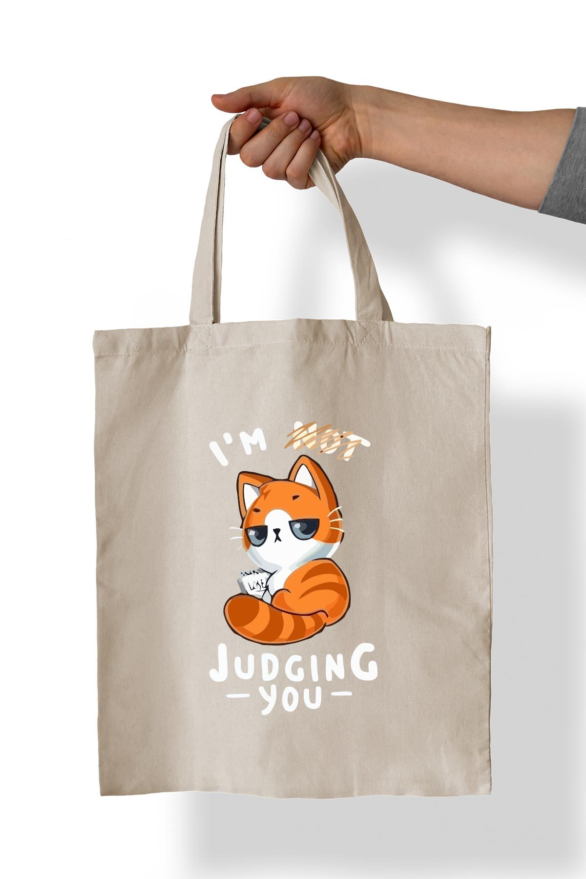 Remonz Kedi Baskili %100 Pamuk 35X38 Cm Bez Çanta