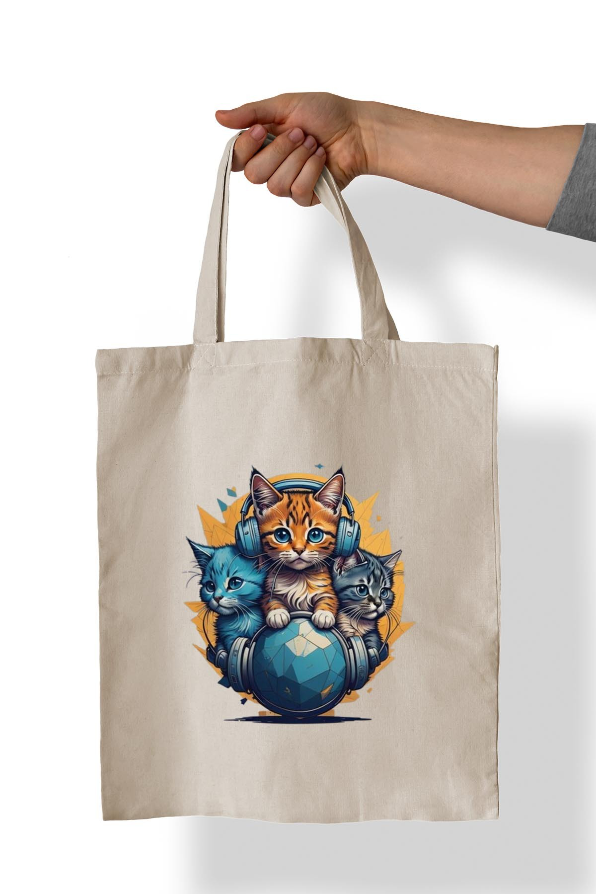 Remonz Kedi Baskılı %100 Pamuk 35X38 Cm Bez Çanta