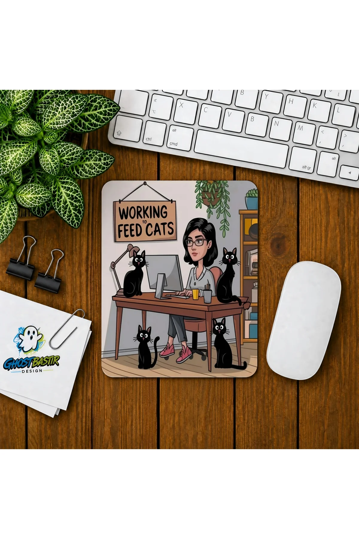 Kedi Besleme Baskılı Oyuncu Mousepad 0114