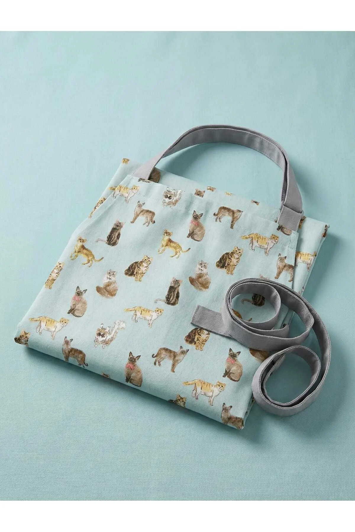 Kedi Desenli Açık Yeşil Mutfak Önlüğü