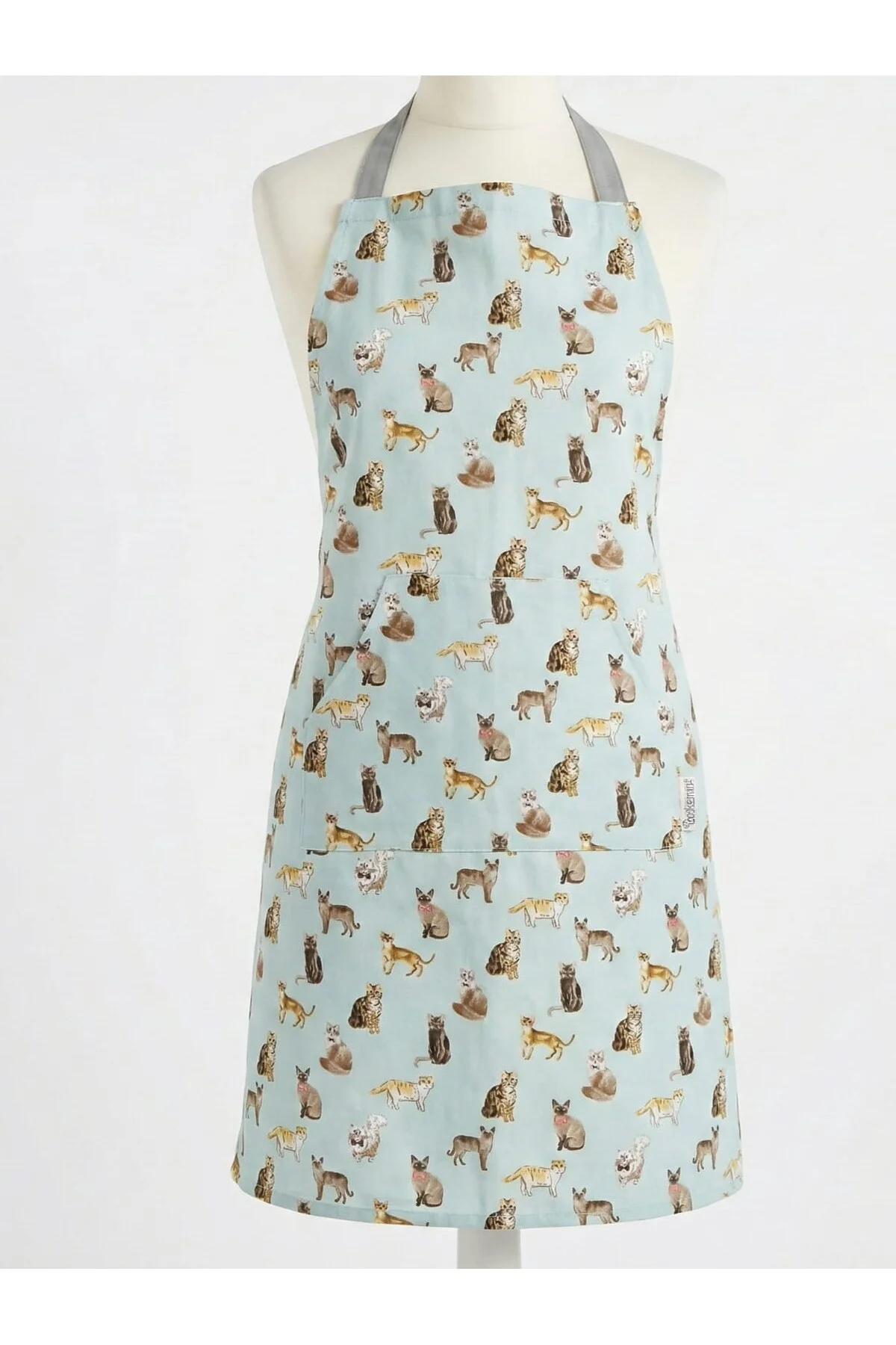 Kedi Desenli Açık Yeşil Mutfak Önlüğü