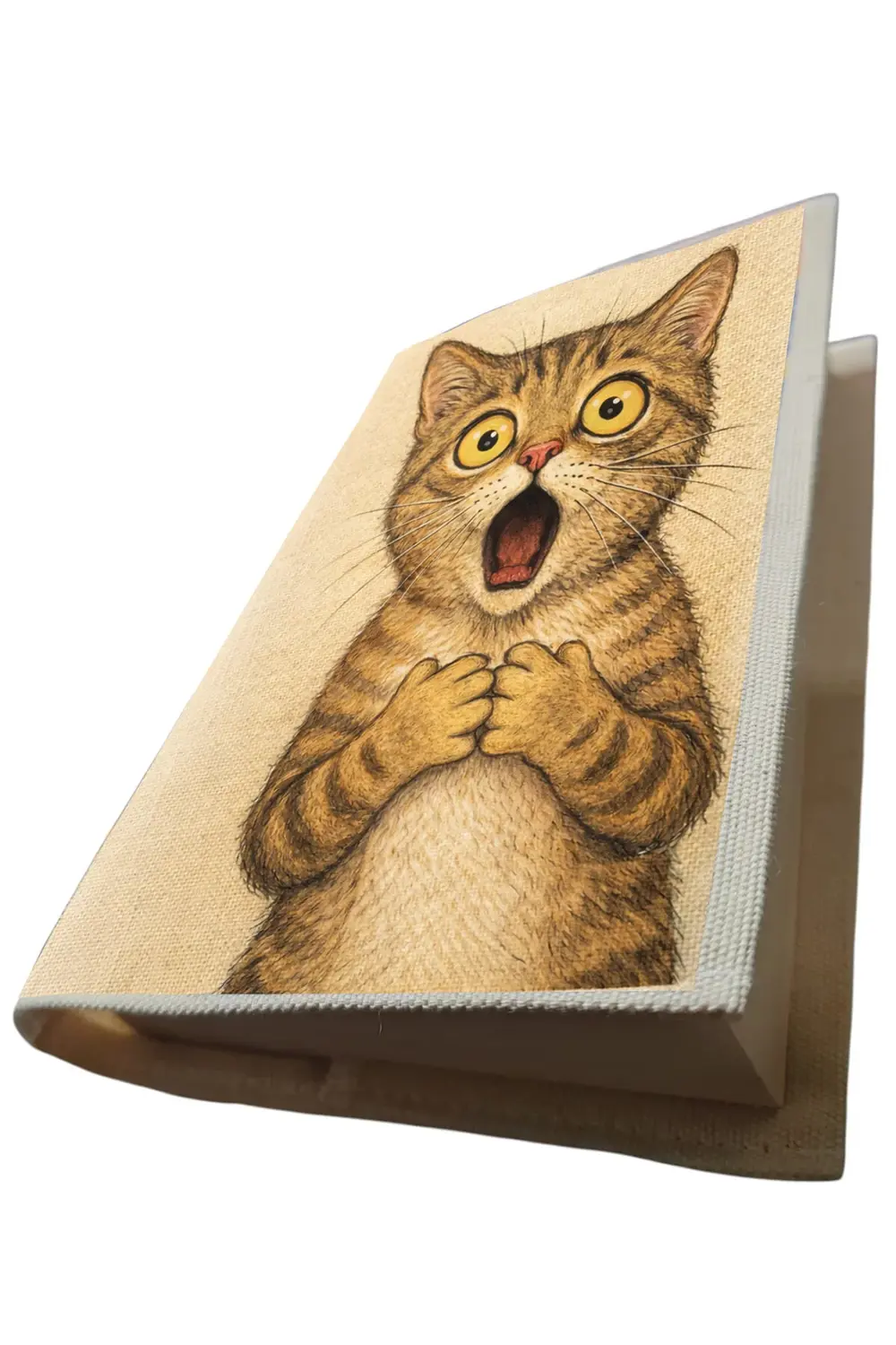 Kedi Desenli Bez Kitap Kılıfı – Sanatsal Baskılı Kumaş Kitap Kabı