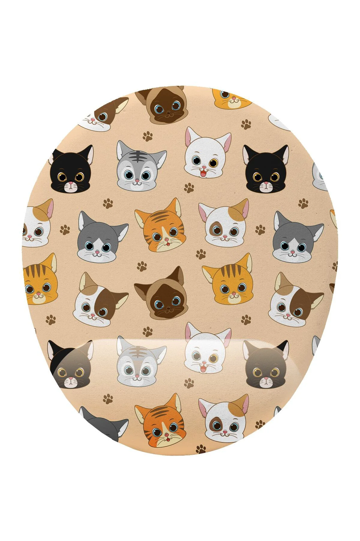 Kedi Desenli Bilek Destekli Mouse Pad Ergonomik Kaymaz Taban Mous