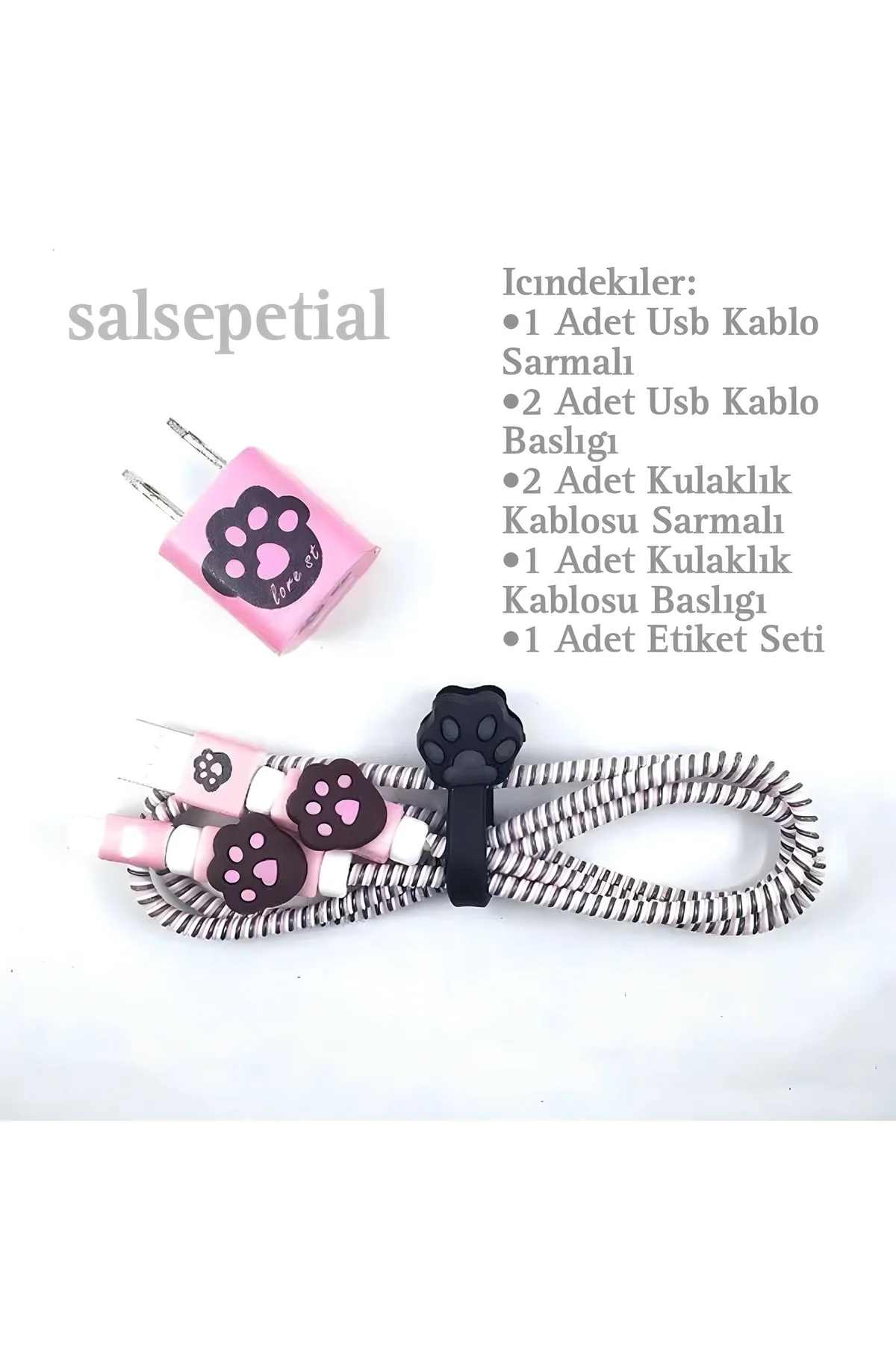 Kedi Figürlü Kablo Koruyucu Set