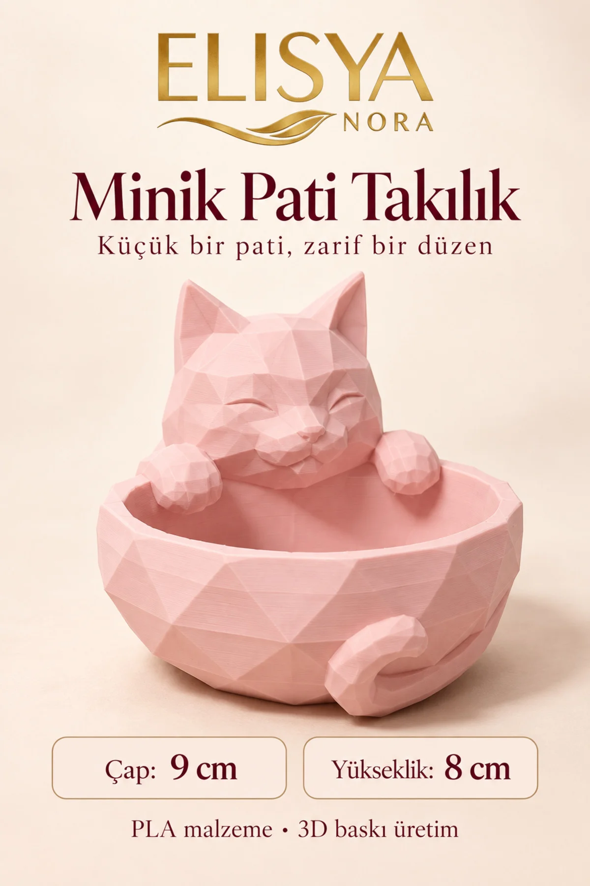 Kedi Figürlü Takılık Geometrik Yüzük Küpe Tabağı Takı Düzenleyici Kedi Figürlü Takılık Geometrik Yüzük Küpe Tabağı Takı Düzenleyici - Görsel 2