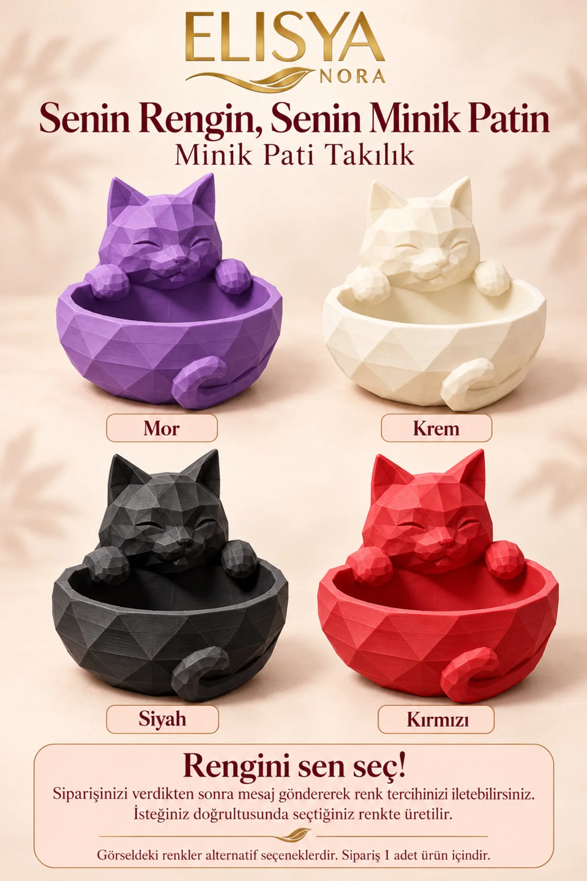Kedi Figürlü Takılık Geometrik Yüzük Küpe Tabağı Takı Düzenleyici Kedi Figürlü Takılık Geometrik Yüzük Küpe Tabağı Takı Düzenleyici - Görsel 4