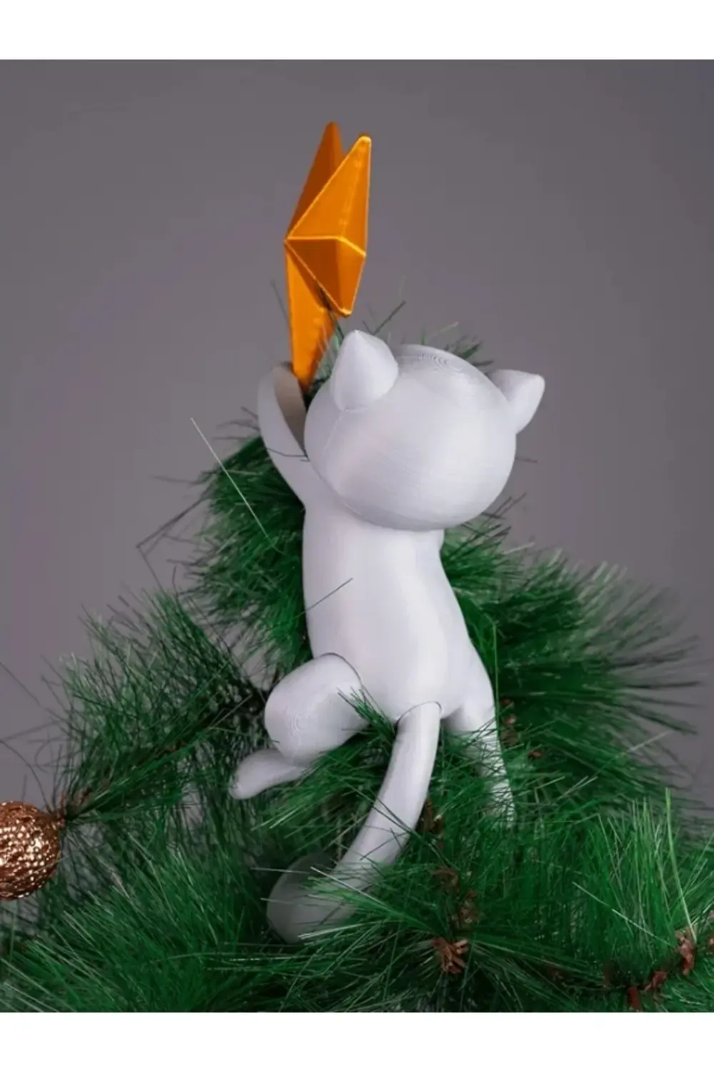 Kedi Figürlü Yılbaşı Ağacı Tepe Süsü 27 cm - Büyük Boy Dekoratif